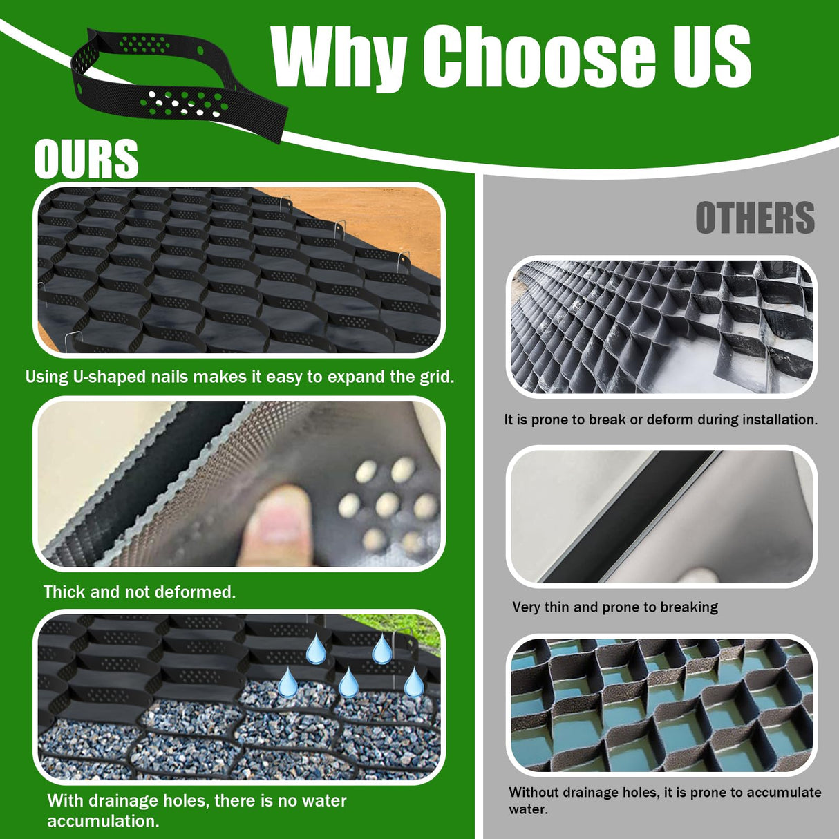 2" Thick Gravel Ground Grid 4ft x 10ft - Geo Grid Driveway Stabilization Grids, Gravel Retainer Grid 1885 LBS Per Sq ft, Geocell Geogrid for Walkway Driving RV Parking Slopes and Garden