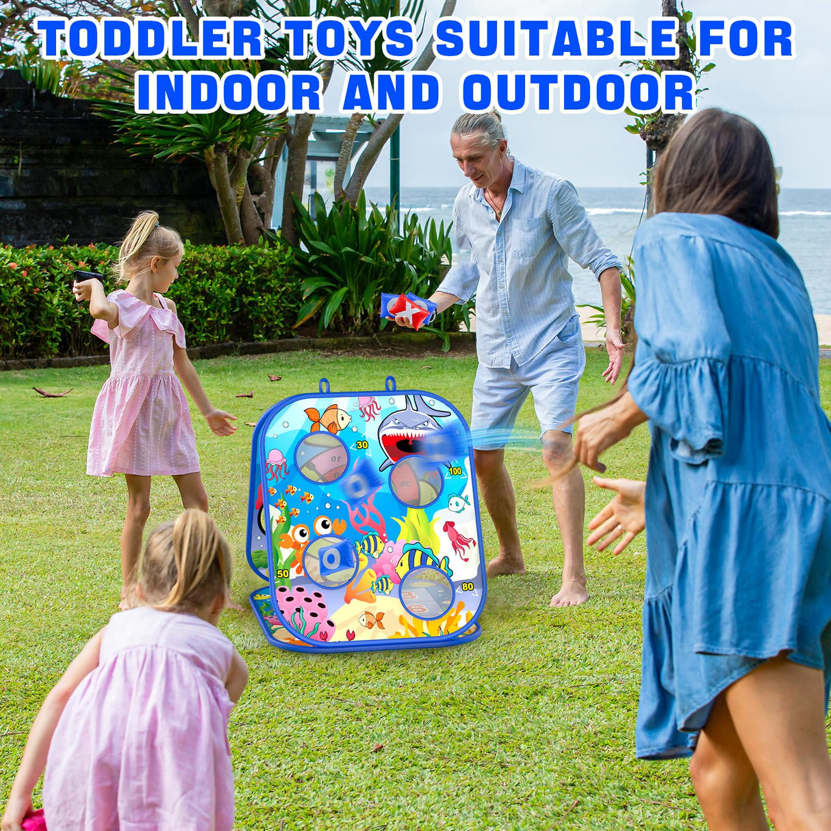 RIEYON 5-in-1Bean Bag Toss Game for Kids, Toddler Toys for Party Games and Outdoor Toss Games, Gift for Birthday or Christmas for Kids Aged 3 4 5 6 7 8 Year Old