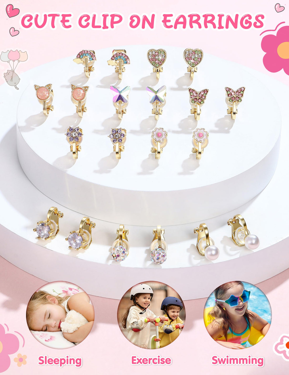 THUNARAZ 10Pairs Clip On Earrings for Women Lightweight Gold Non Pierced