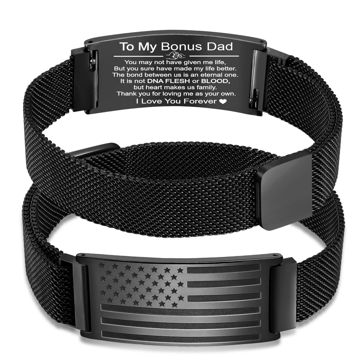 GLEZZA to My Bonus Dad American Flag Bracelet for Men, Christma Gifts