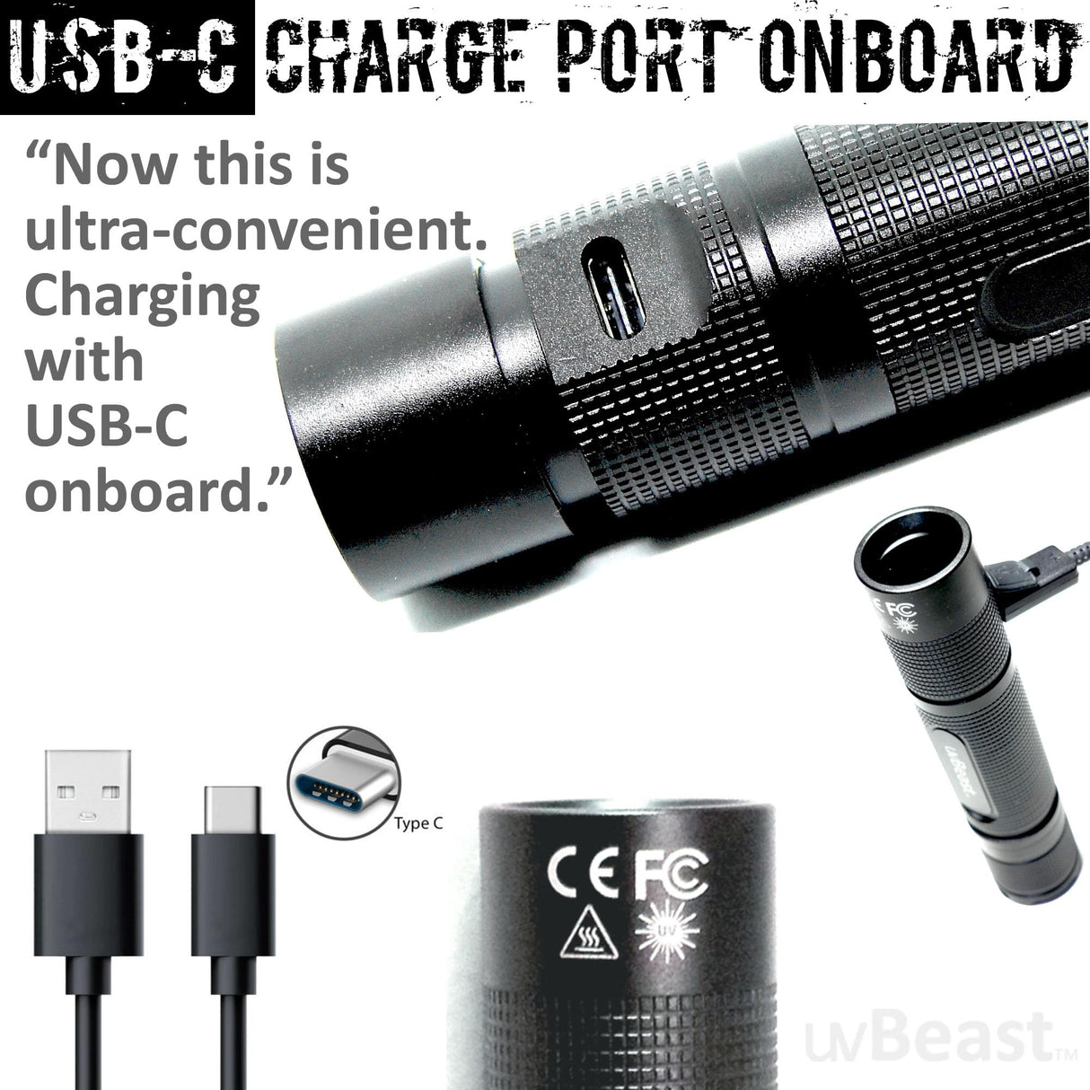 uvBeast New V3 365nm MINI - Black Light UV Flashlight – High Definition Pure Ultraviolet - Professional Grade High Power Upgraded 5 Core UV LED – USA Stock