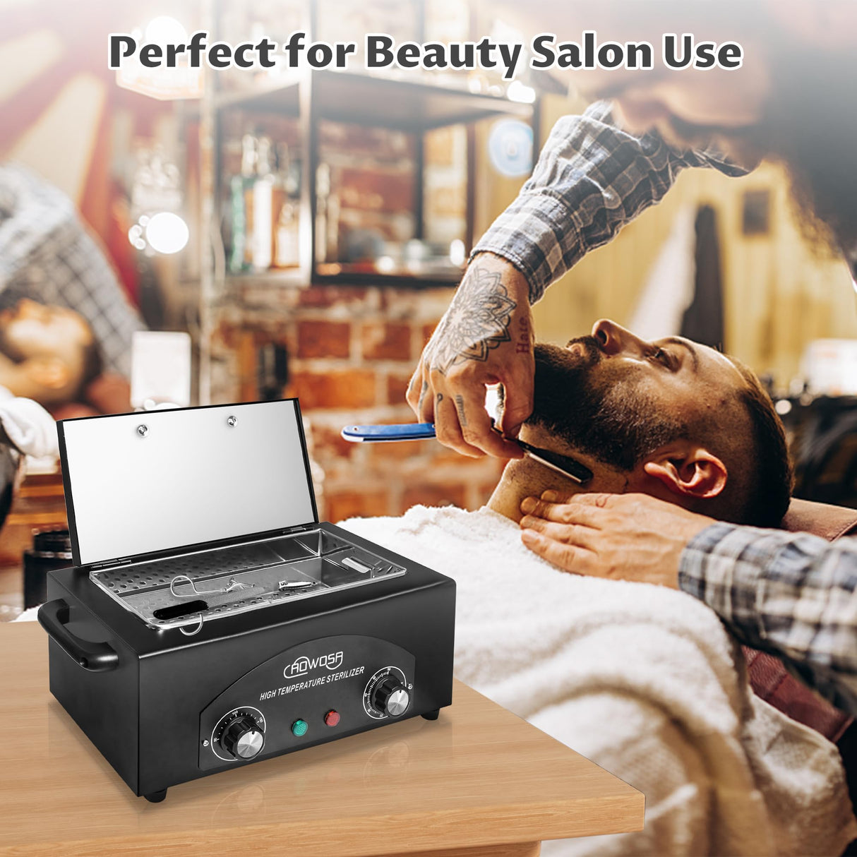 High Temperature Metal Tool Cleaning Box, 2L Dry Heat Cabinet Beauty Hair Nail Metal Tool Cleaning for Manicure Pedicure Barber, with 0-60 Min Timer & 50-220℃ Temp Settings, Plastic Sterilization Tray