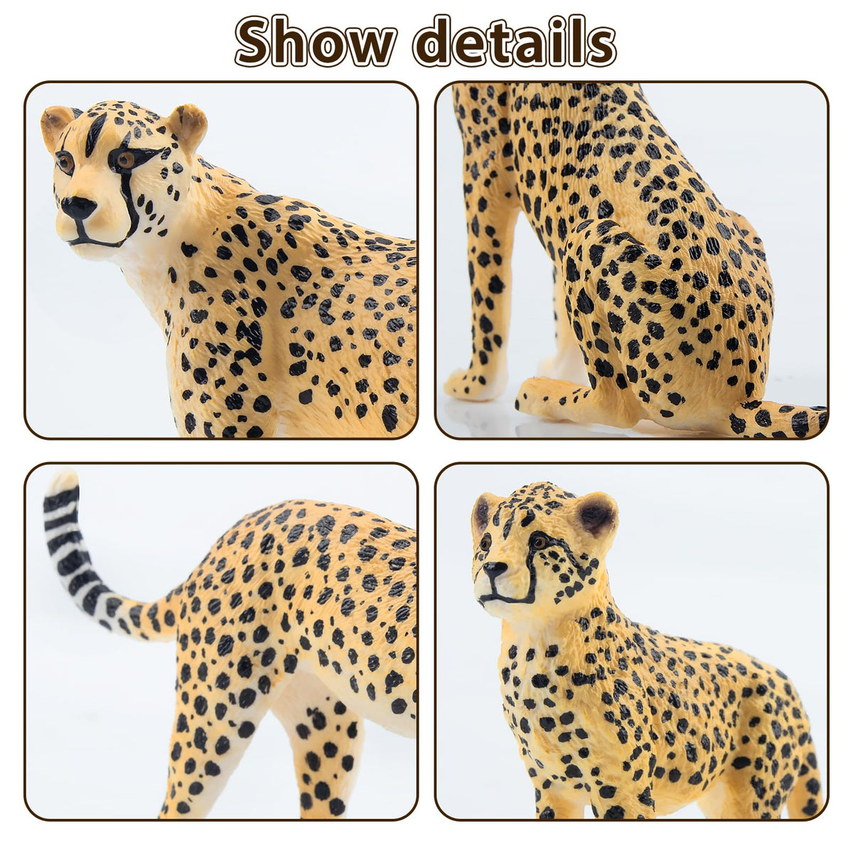 Toymany 8PCS Realistic Cheetah Figurines Toy, Cake Topper & Gift for Kids