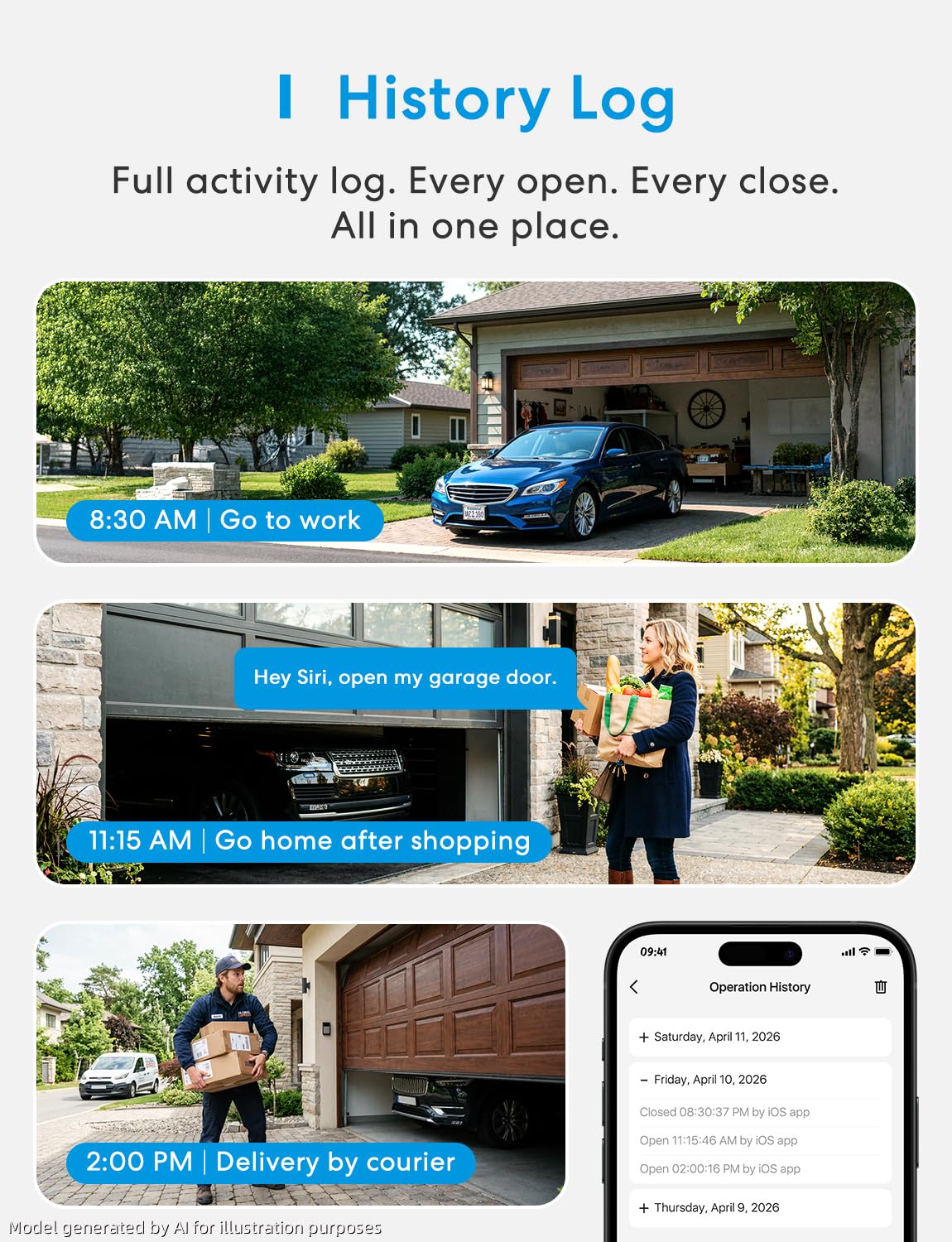 meross Smart Garage Door Opener Remote with External Antenna, Up to 3 Single Doors, Compatible with Apple HomeKit, Amazon Alexa, Google Assistant, SmartThings, App Control, No Hub Needed