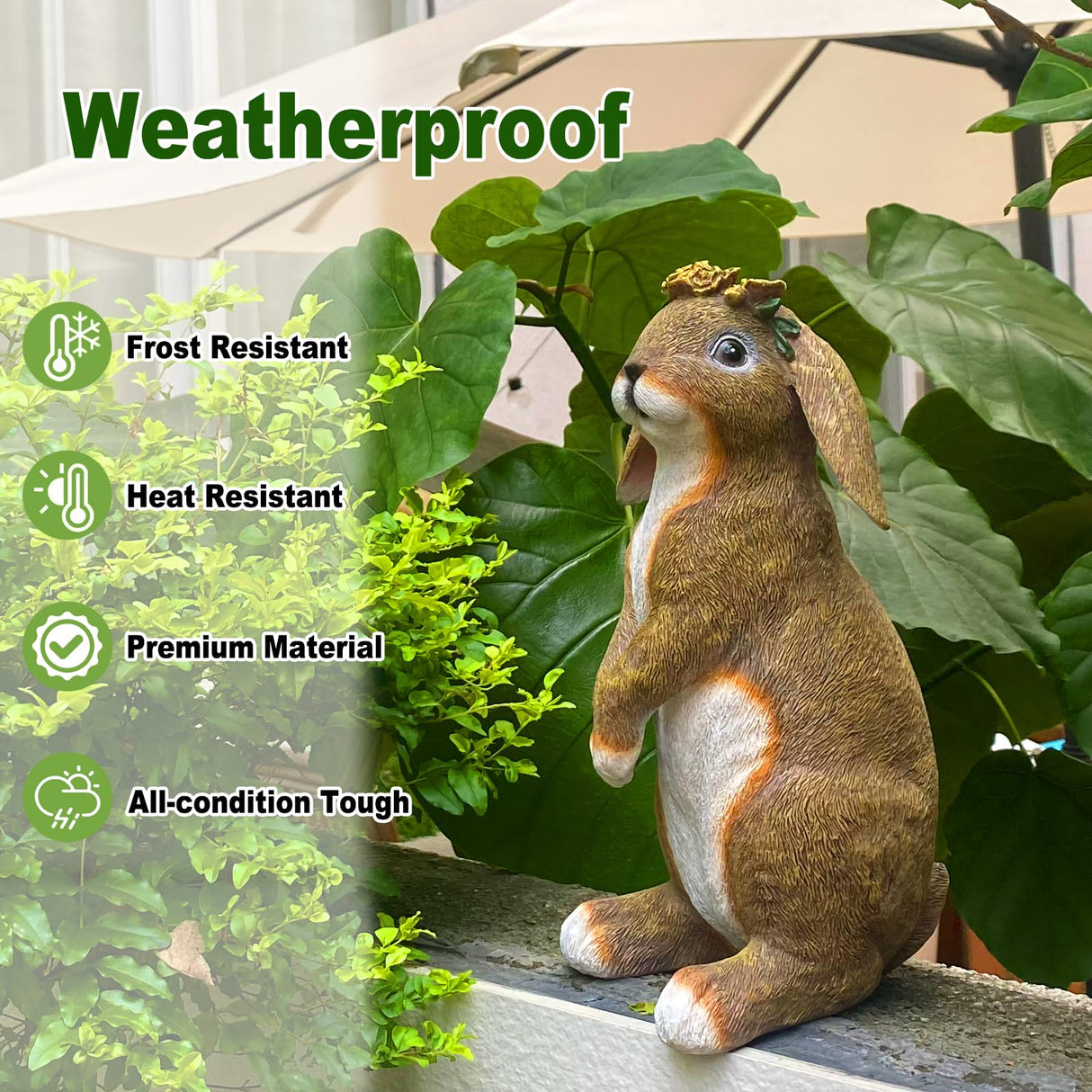 Lonyin Rabbit Garden Statue, Bunny Animal Figurines Indoor Outdoor Statues