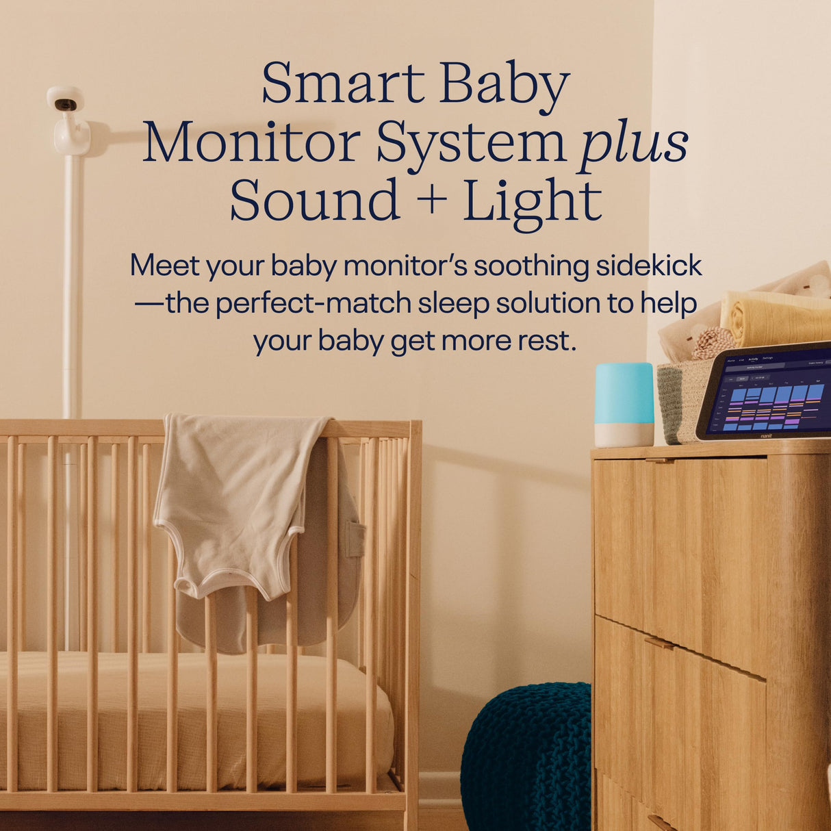 Nanit Sound and Light Smart Baby Night Light and Sound Machine | Audio Monitor | Cry Detection Alert Feature | OK to Wake Alarm Clock for Kids | Temp & Humidity Tracking | Rechargeable Battery | WiFi