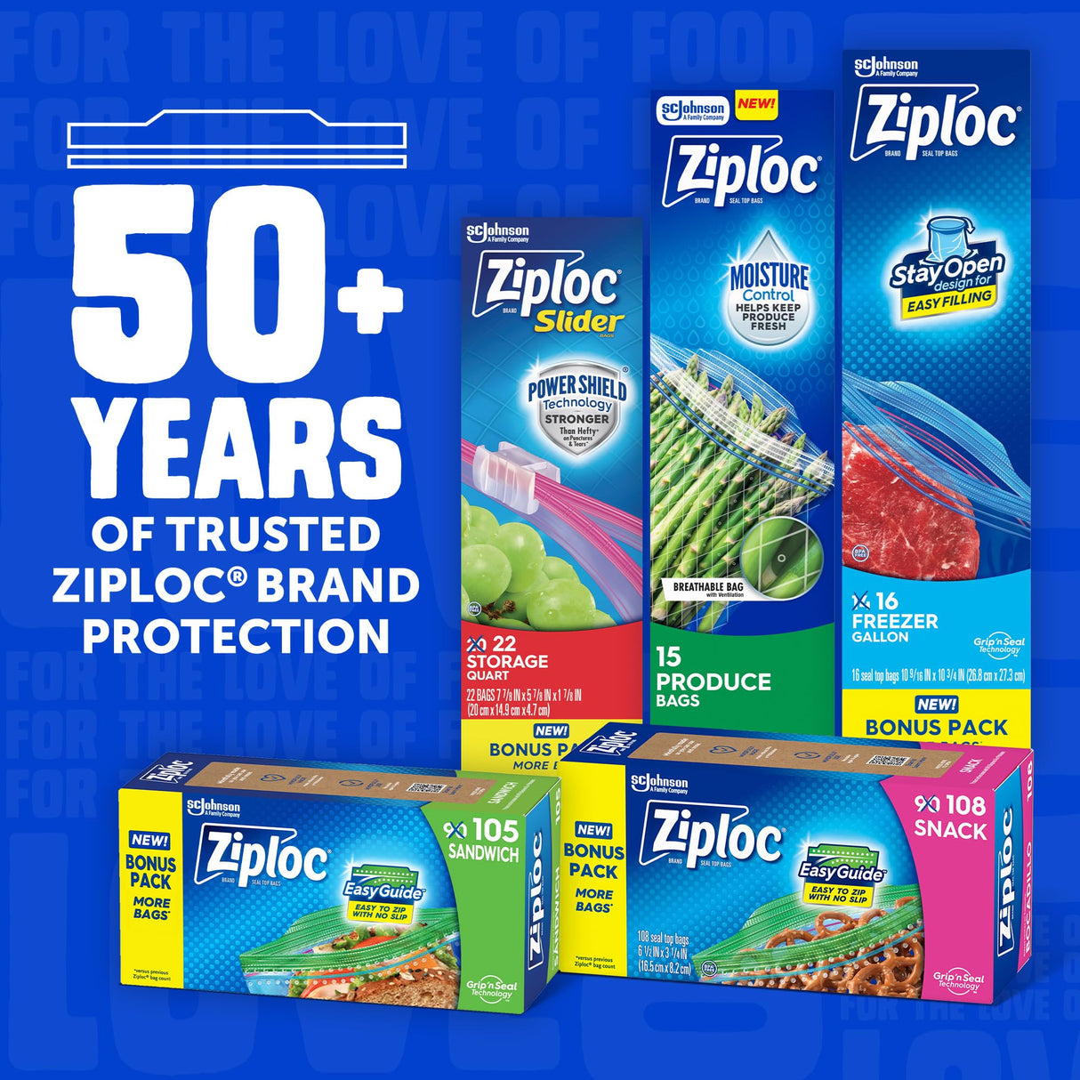 Ziploc Quart Freezer Storage Bags, Stay Open Design, Easy to Fill, 38 count, 4 Pack, 152 Total