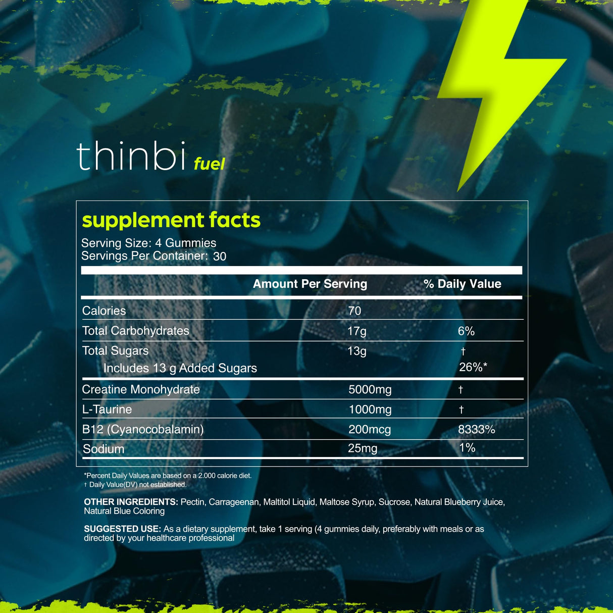 3 Pack Creatine Monohydrate Gummies Complex 6200mg for Men & Women - 120 Gummies Advanced Formula W/L-Taurine + Vitamin B12 for Muscle Strength, Muscle Builder, Energy Boost, Pre-Workout Supplement - Thinbi