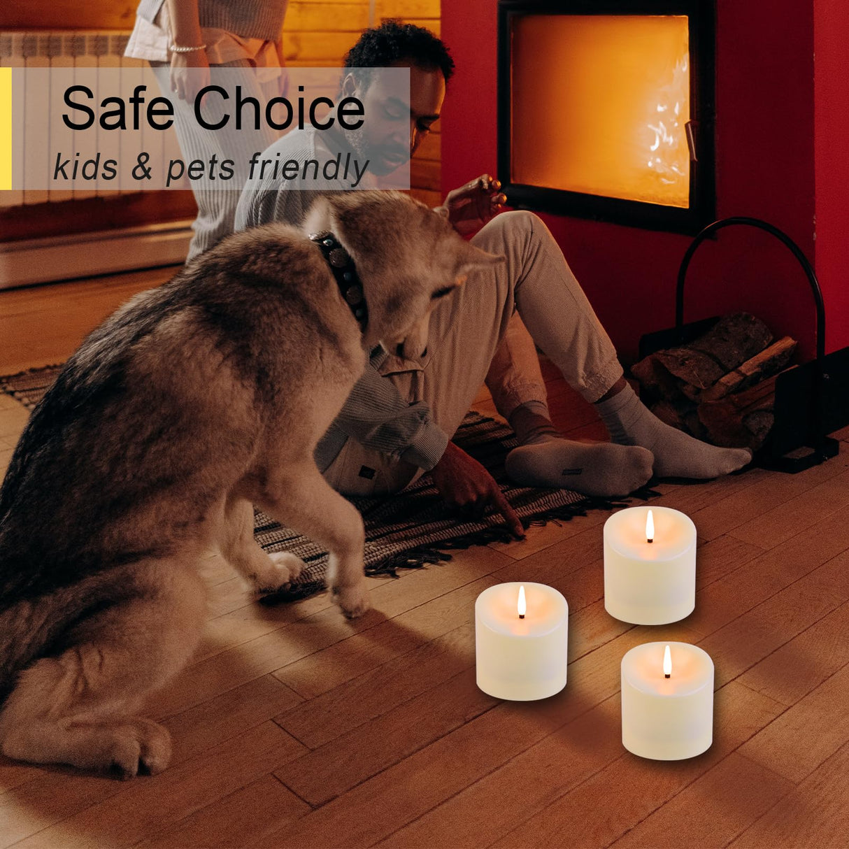 TECHLONG 3"x3" Flickering Flameless Candles Waterproof, Battery Operated Candles with Remote Timer, Last 600 Hours Electric Fake LED Candles for Halloween Christmas Decoration, Ivory White, Set of 6