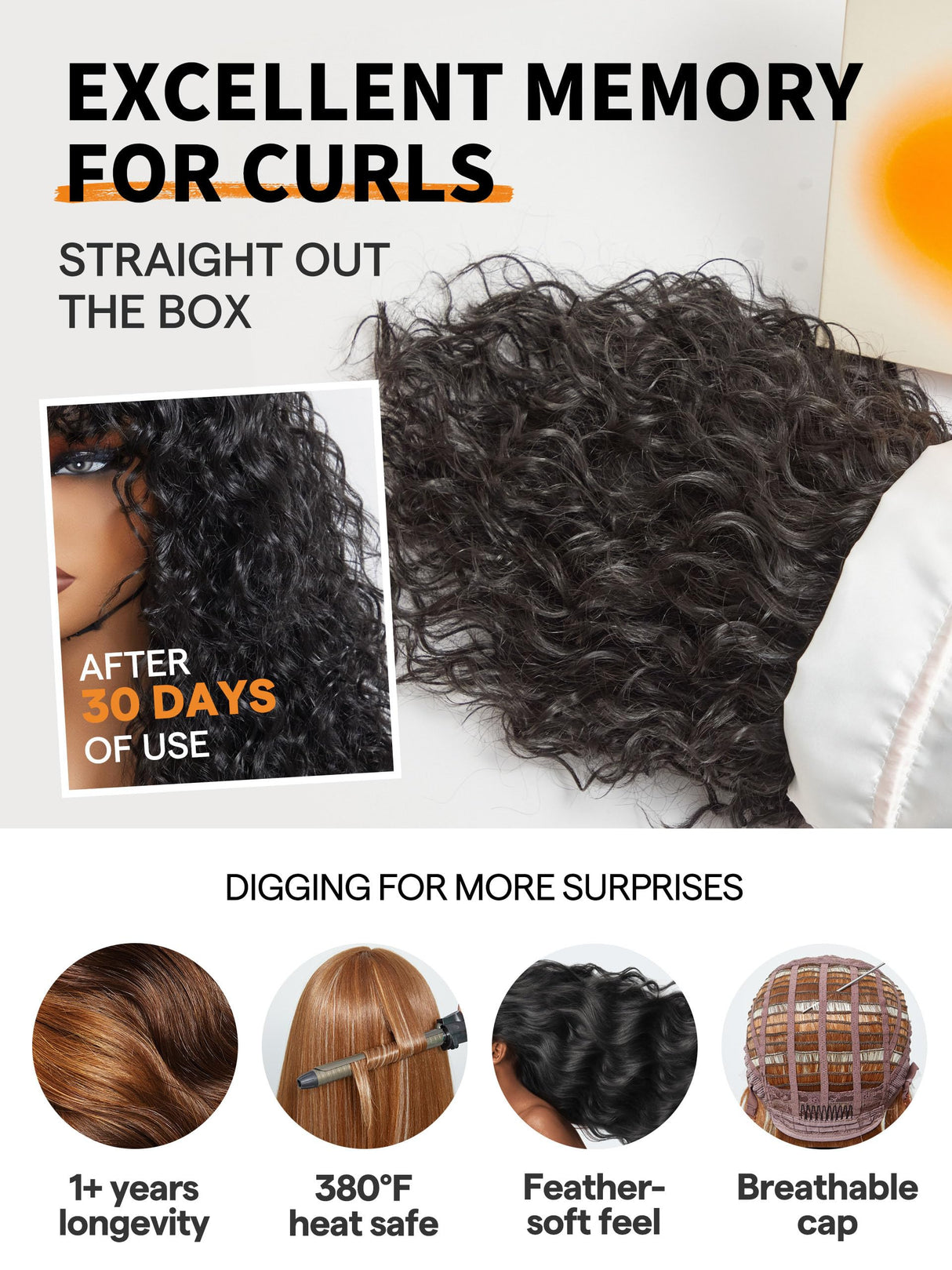 GORGIUS Shaggy Haircuts Natural Black Curly Wig with Bangs Crafted with Style-Archive Technology: Premium Fiber & Remy Human Hair Blended, Realistic Look with True Scalp