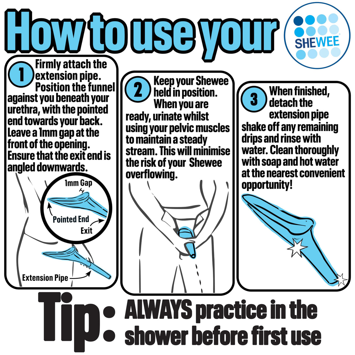 SHEWEE Flexi – The Original Female Urinal – Made in The UK – Reusable, Flexible & Portable Urination Device. Festival, Camping, Car, Hiking Essentials for Women. Stand to Pee Funnel – Aqua