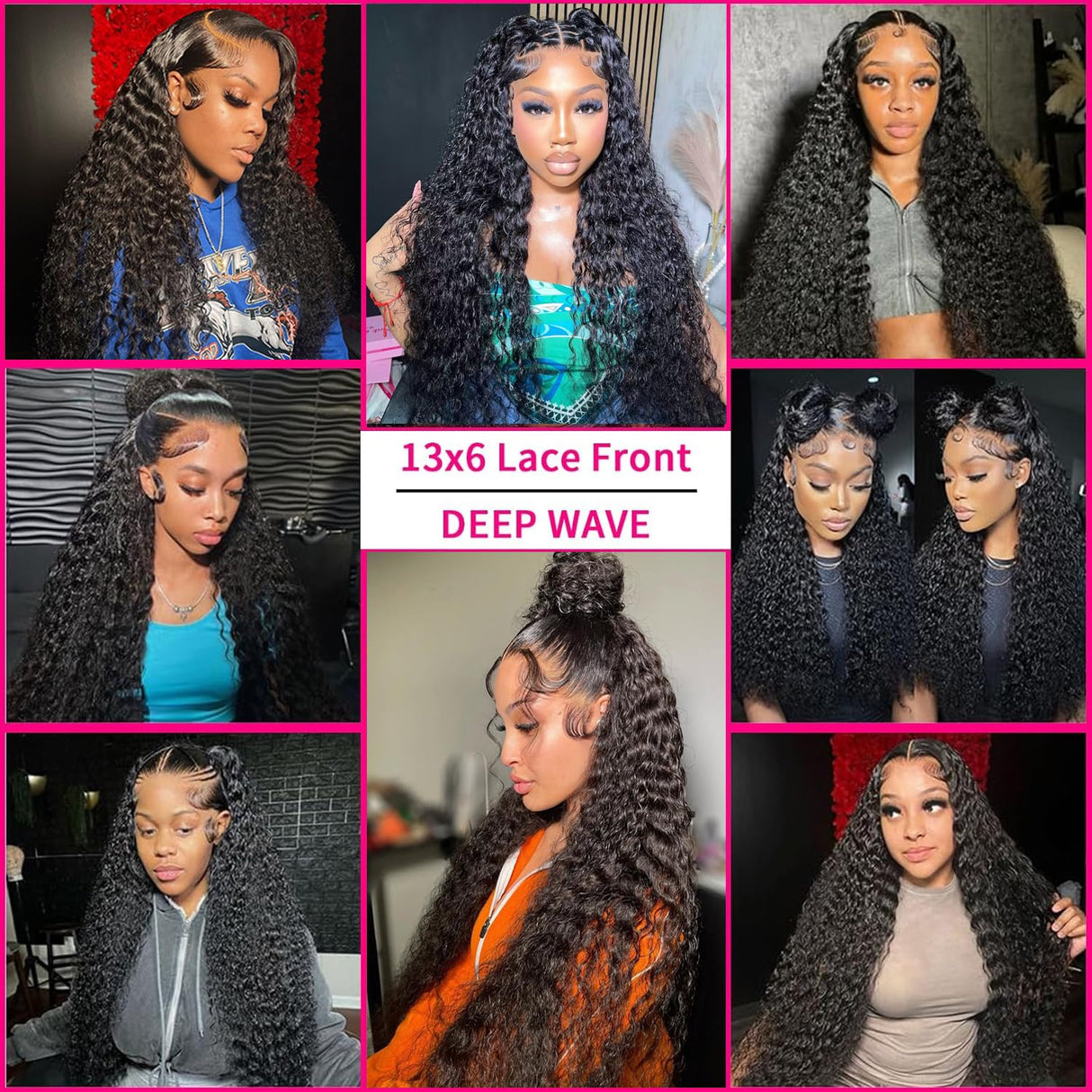 GCTGCT 32 Inch 13x6 Deep Wave Lace Front Wigs Human Hair Pre Plucked 13x6 HD Transparent Lace Frontal Wigs for Women Deep Curly Human Hair Lace Front Wigs with Baby Hair 180% Density Natural Black 