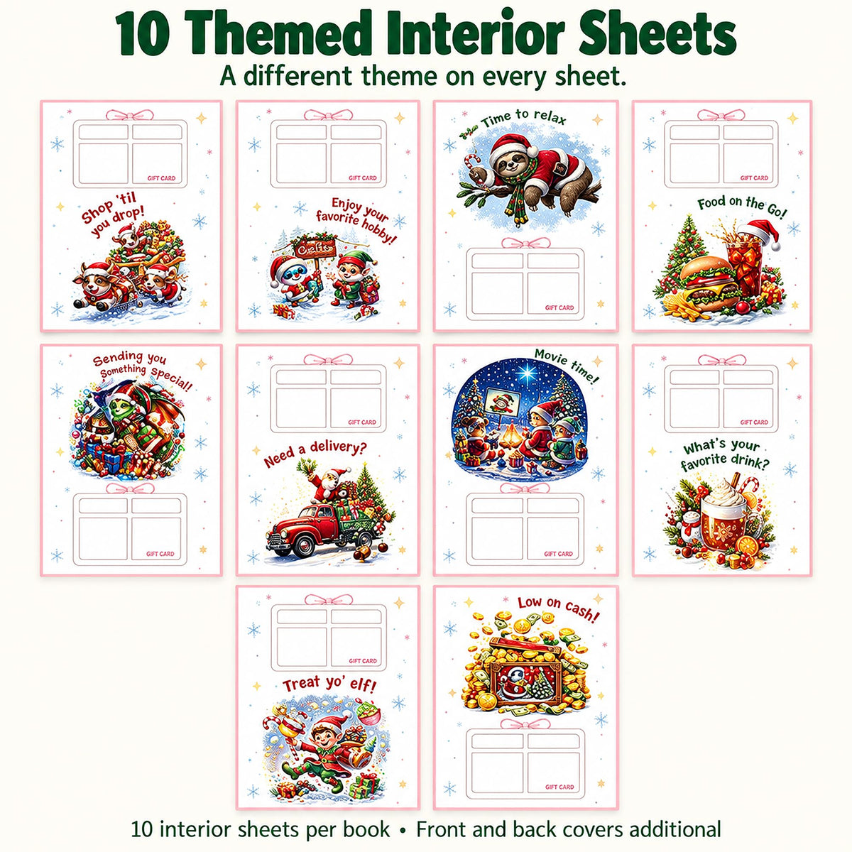 DOTH Christmas Gift Card Book, 4 Pack, Spiral Bound for Holiday Gift Giving