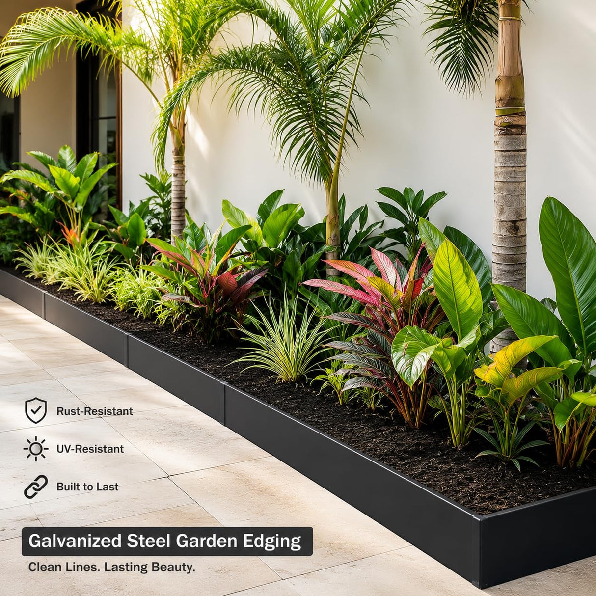 Pmango 10-Pack Galvanized Steel Landscape Lawn Edging 4.5 inch Height Black