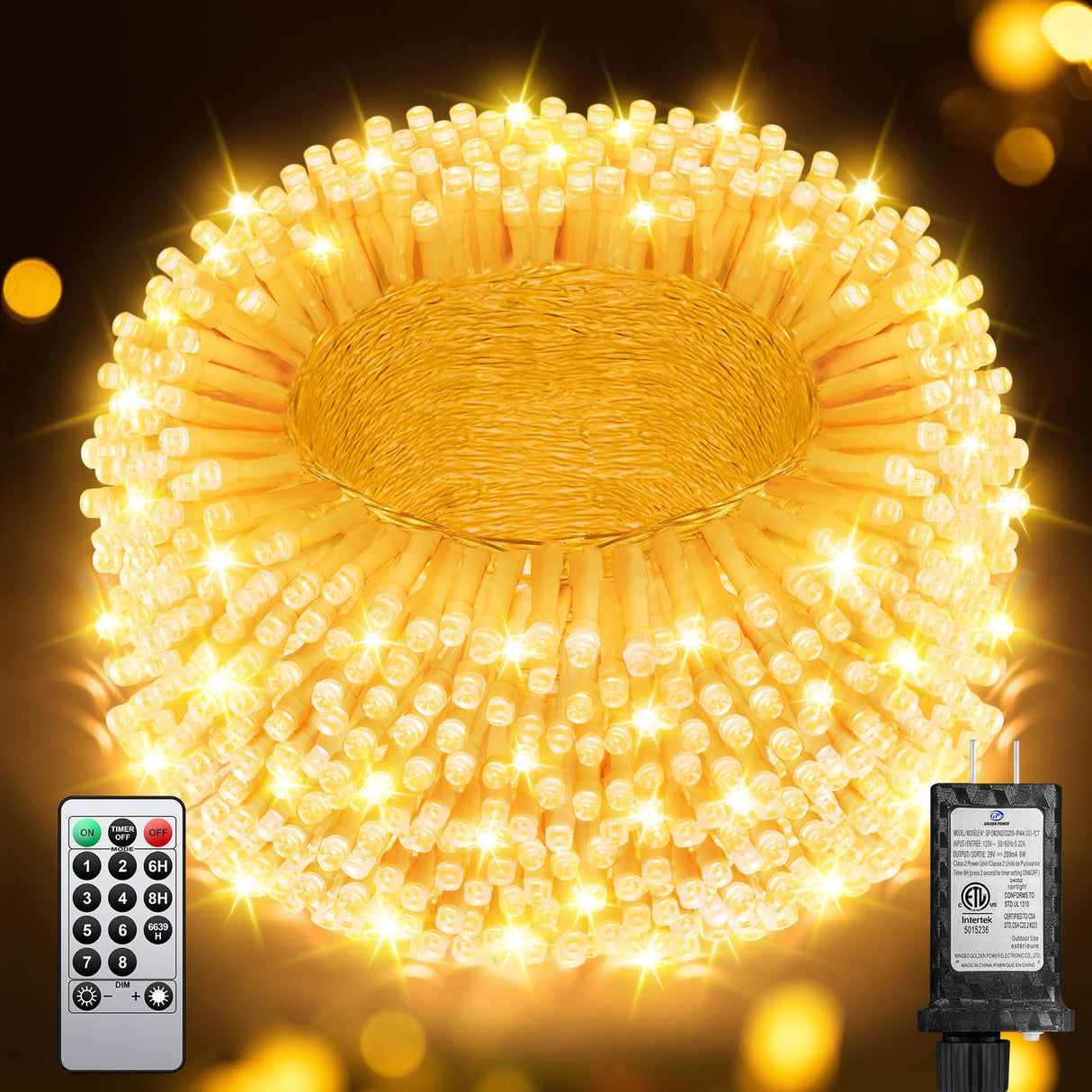 JIXXULVU 355FT 900LED Christmas Lights, Extra Long Outdoor String Lights Waterproof, Timer & Memory, 8 Modes Dimmable Plug in Fairy for Classroom Outside Tree Wedding Patry Warm White