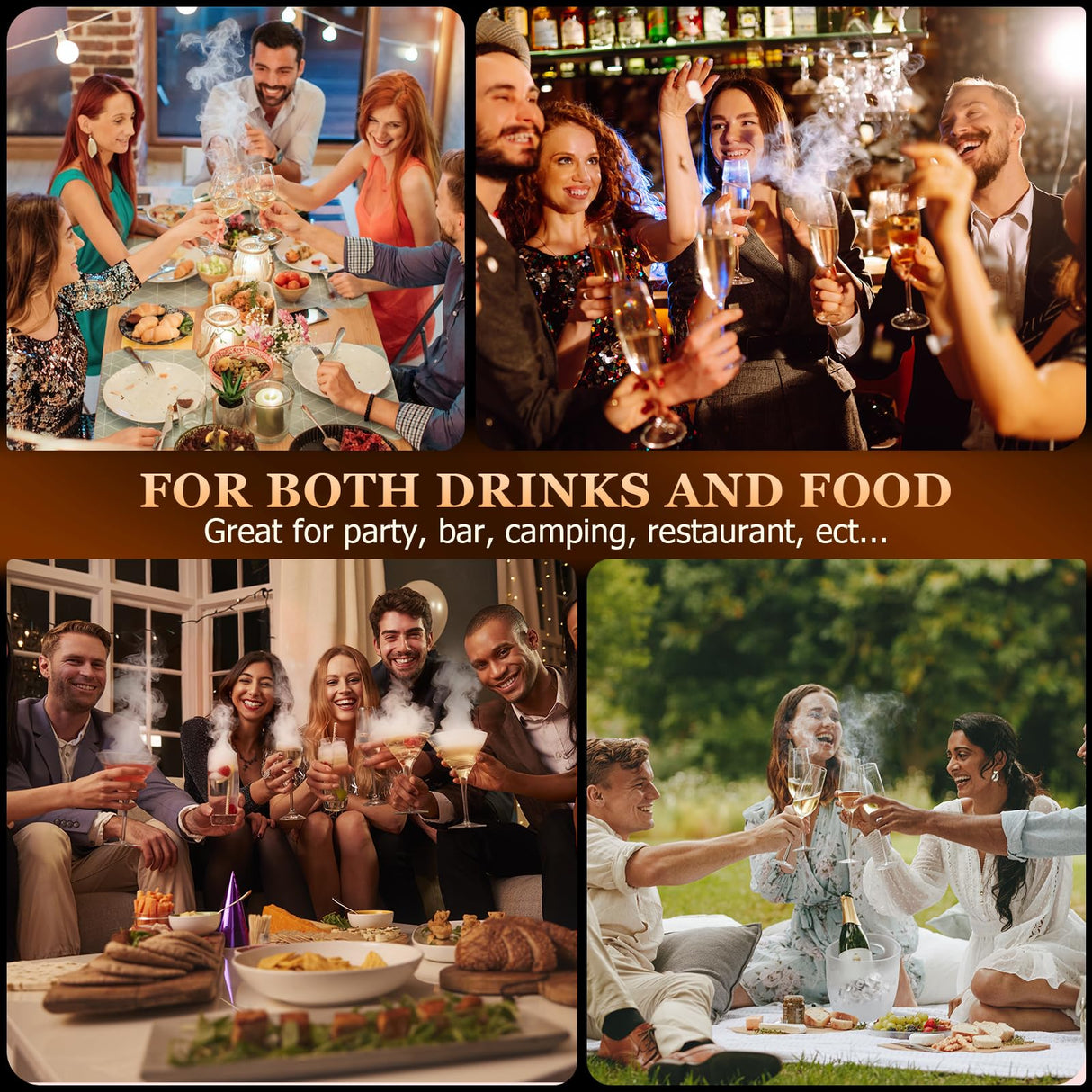 UPSPORT Electric Whiskey Smoker Kit with 4 Light Modes, Rechargeable Cocktail Smoker, 6 Wood Chips, No Butane Required, Christmas/Birthday Gifts for Men, Dad, Husband