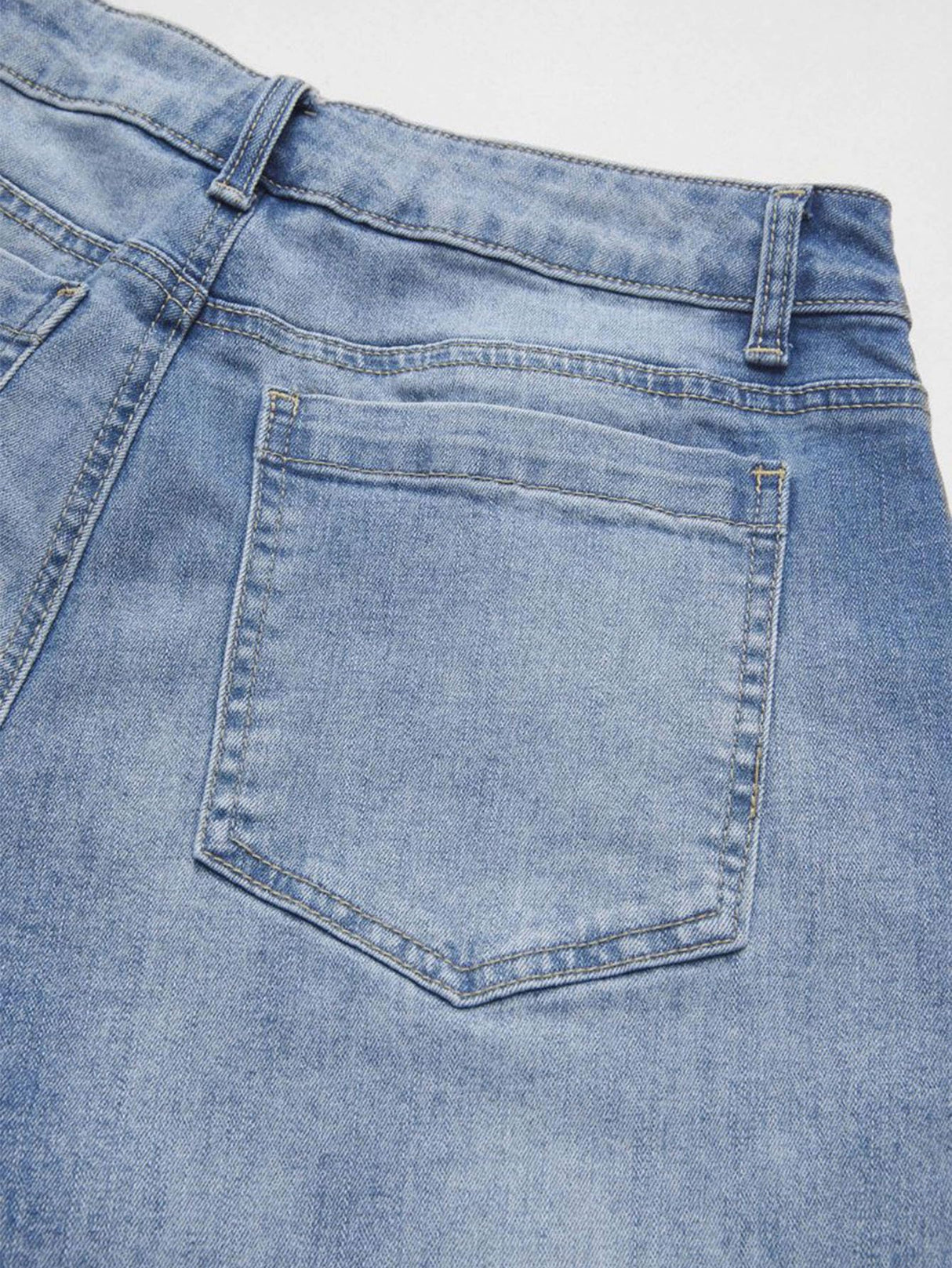 Flamingals Wide Leg Jeans for Women Mid Waist Baggy Stitch Decor Denim Washed Pants Without Belt Mid Blue M