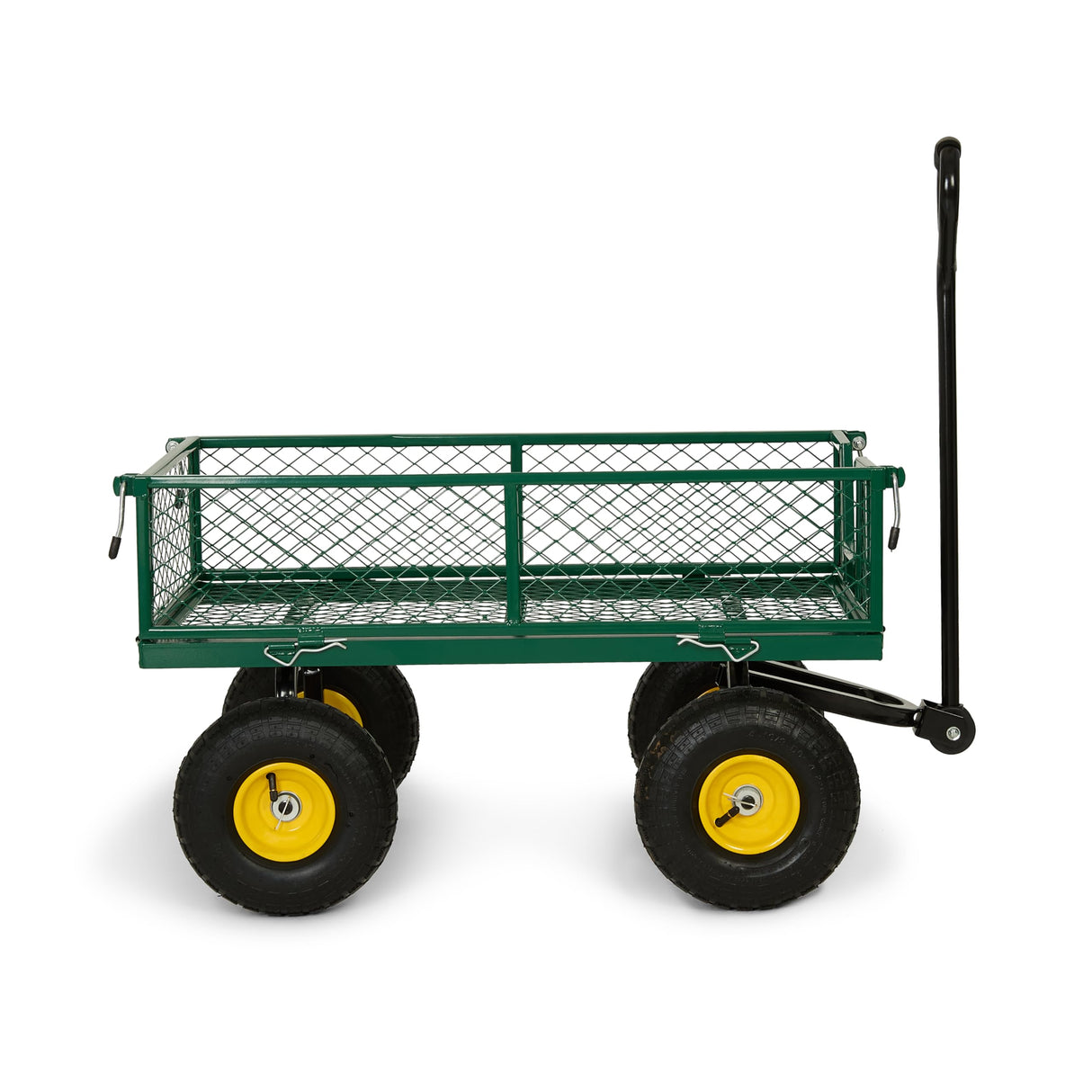 Backyard Expressions Heavy Duty Garden Cart 400 lb Utility Wagon Cart with Removable Mesh Sides, Powder-Coated Steel Bed, Pneumatic Tires, Pull Handle Yard Cart