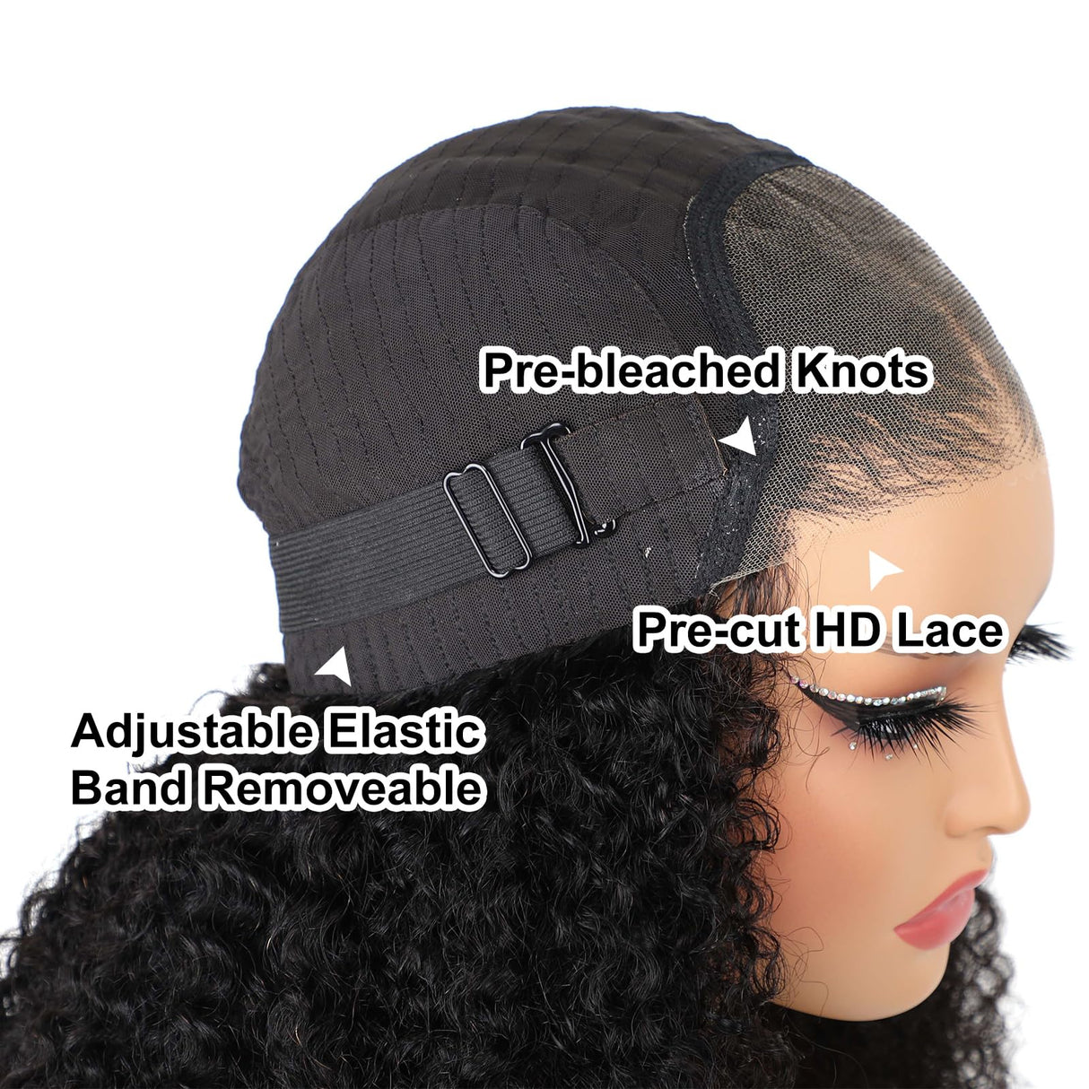 ISEE Wear and Go Glueless Wig Afro Kinky Curly Lace Front Wigs Human Hair 7x5 HD Lace Afro Curly for Women Lace Pre Cut Glueless Wigs Human Hair Pre Plucked 16 Inch