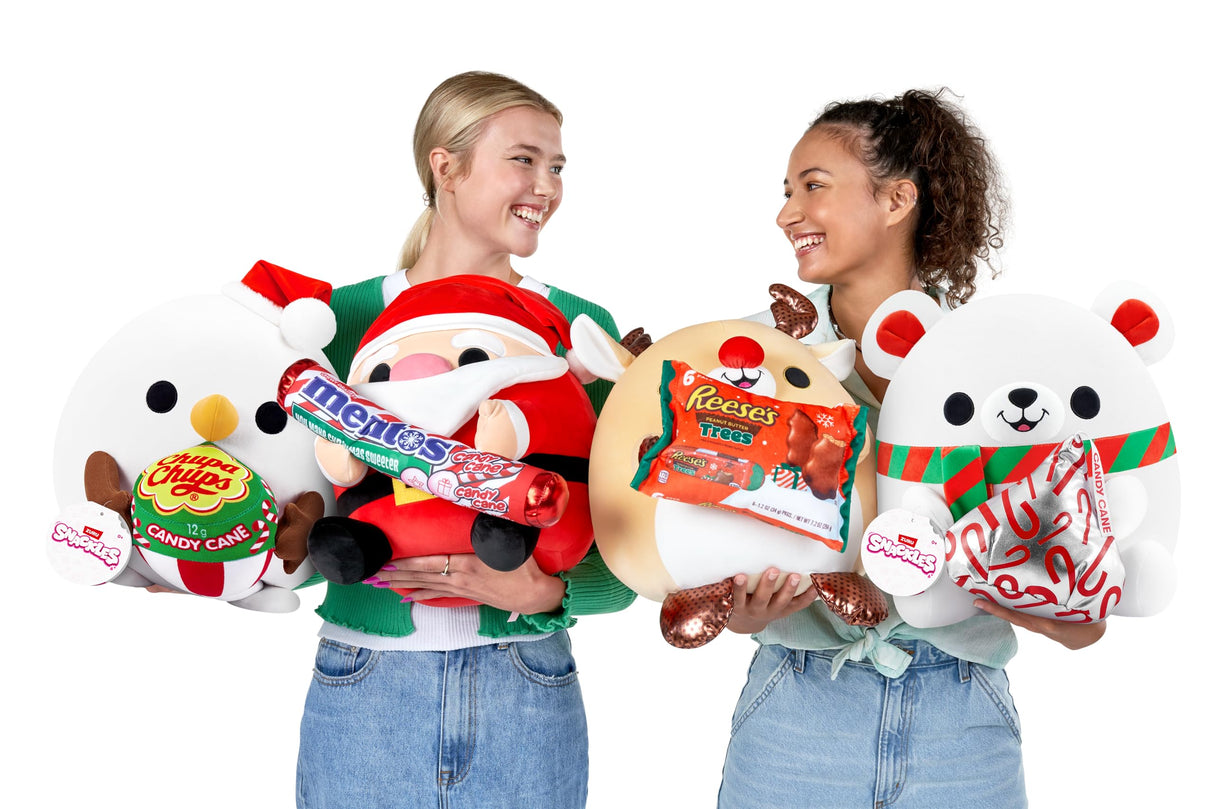Snackles Christmas Snowman & Chupachups 14 Inch Plush by ZURU, Ultra Soft Plush, Collectible Plush with Real Licensed Brands, Stuffed Animal, Giftable, Holiday