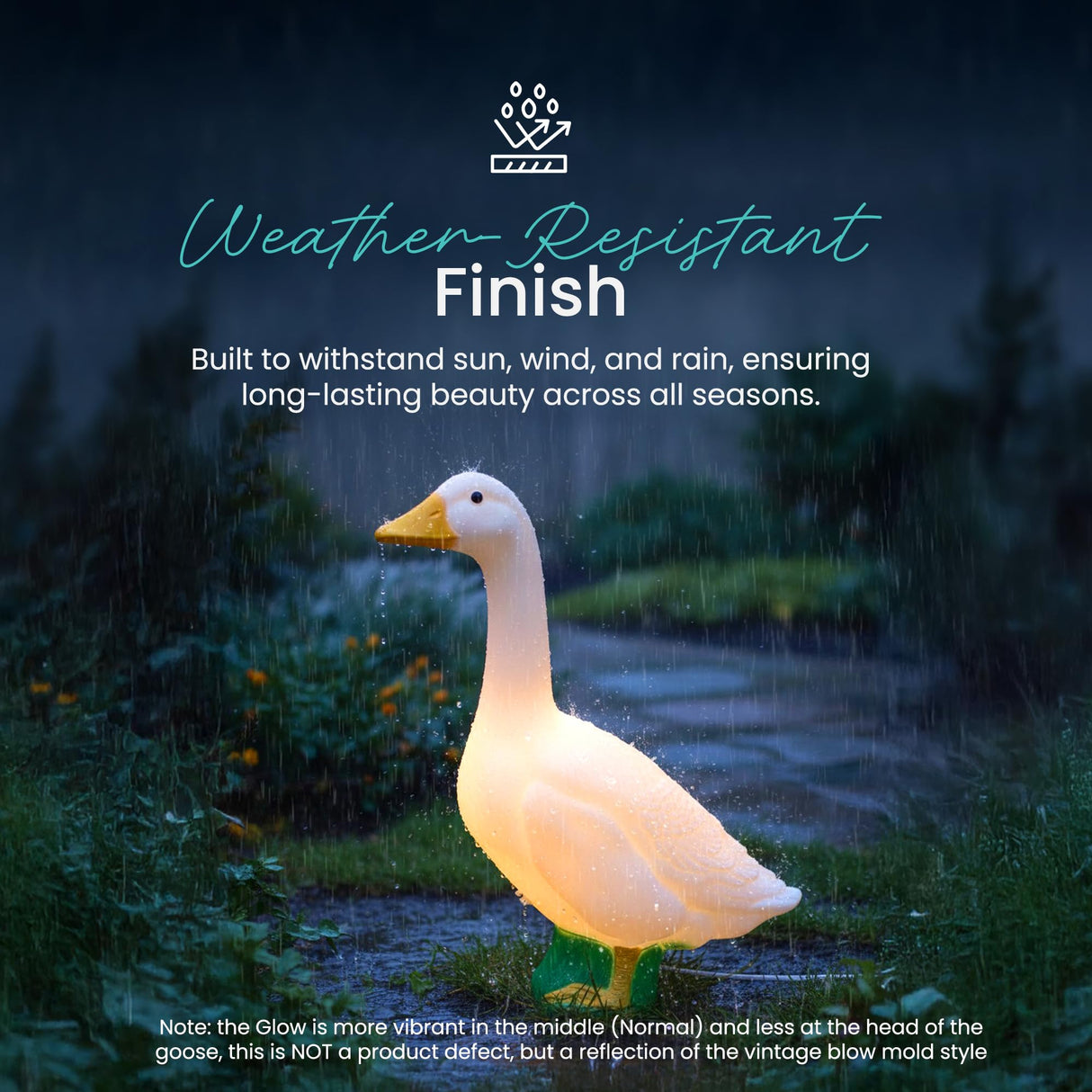 Union Products Light Up Wild Goose Lawn and Garden Statue, 23 Inch Tall, White - Illuminated Animal Outdoor Art for Yard, Patio, or Porch Decor, Seasonal Outfit Compatible