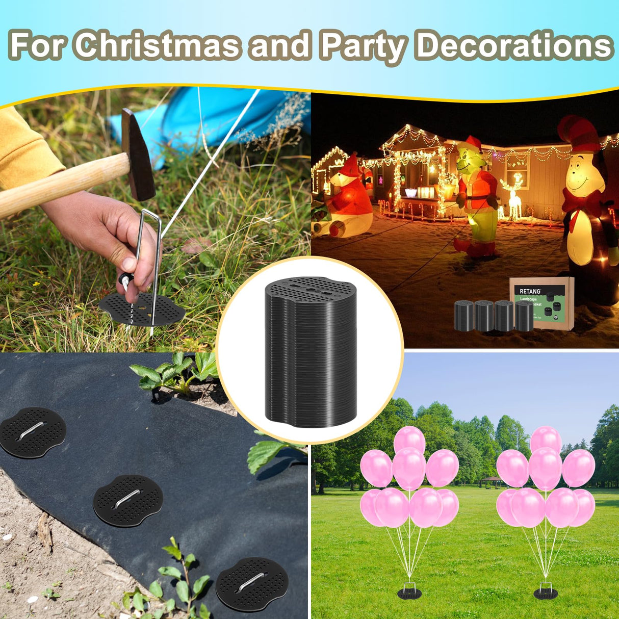 ReTang 200Pcs Landscape Staple Gaskets, Plastic Garden Stake Washers