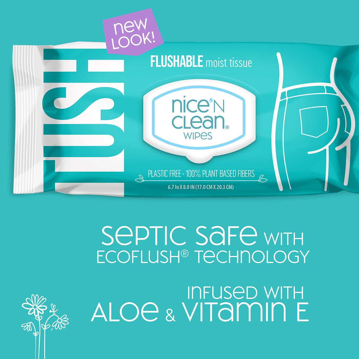 Nice 'N Clean Adult Flushable Wipes (12 x 42 Count) | Personal Cleansing Wipes Made from Plant-Based Fibers | Infused with Aloe & Vitamin E