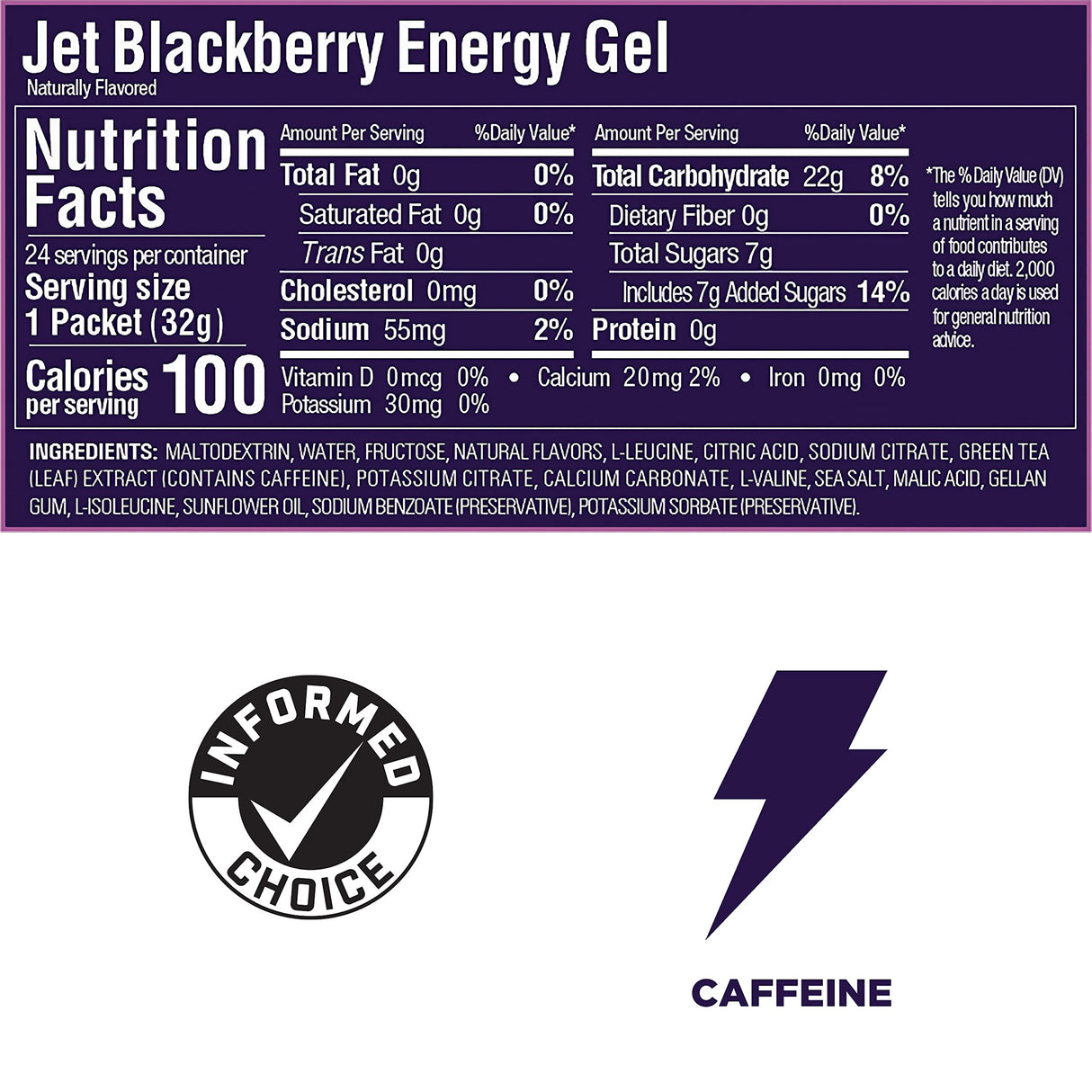 GU Energy Original Sports Nutrition Energy Gel, Vegan, Gluten-Free, Kosher, and Dairy-Free On-the-Go Energy for Any Workout, 24-Count, Jet Blackberry