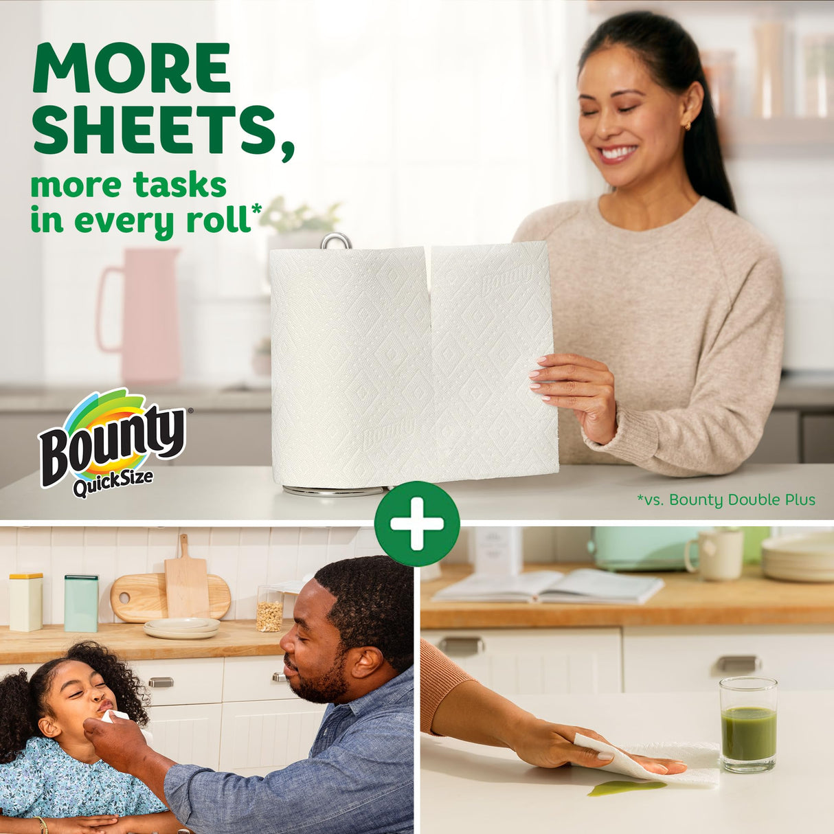 Bounty Quick-Size Paper Towels, White, 12 Family Triple Rolls = 36 Regular Rolls