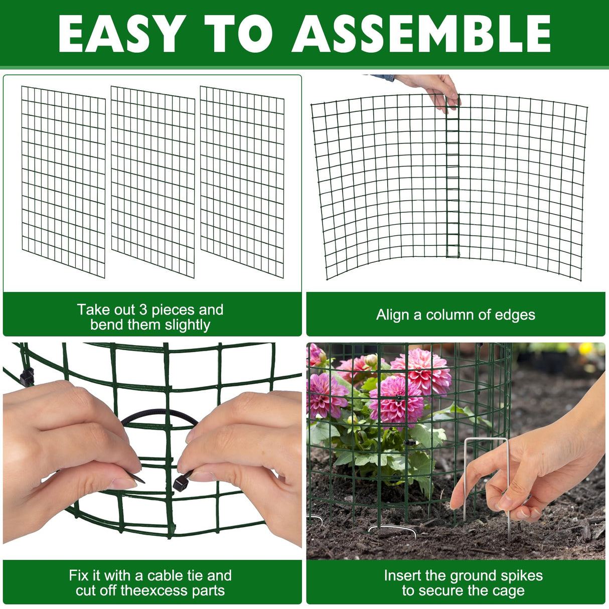 Unves 10 Set Plant Protectors from Animals, 12" x 12" Wire Plant Cages