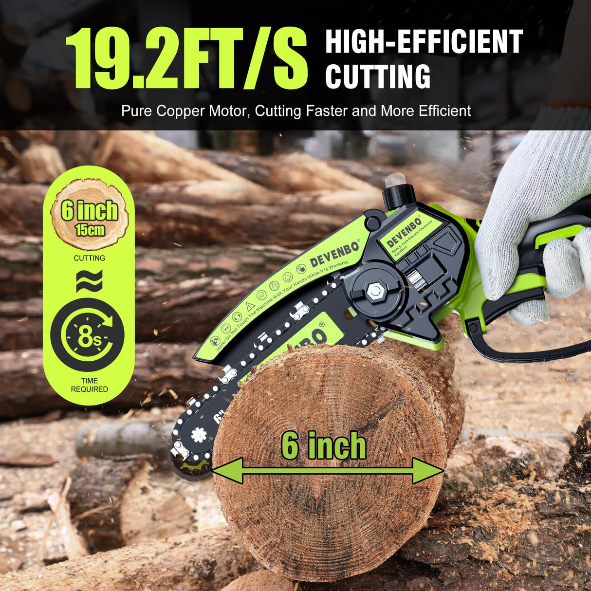Devenbo Mini Chainsaw, 6 Inch Hand Saw with Electric Chainsaw Function, Cordless Hand Saw for Wood Cutting, Yard Tools and Gardening with Batteries and Chains Garden Tools Gifts for Dad Men Husband