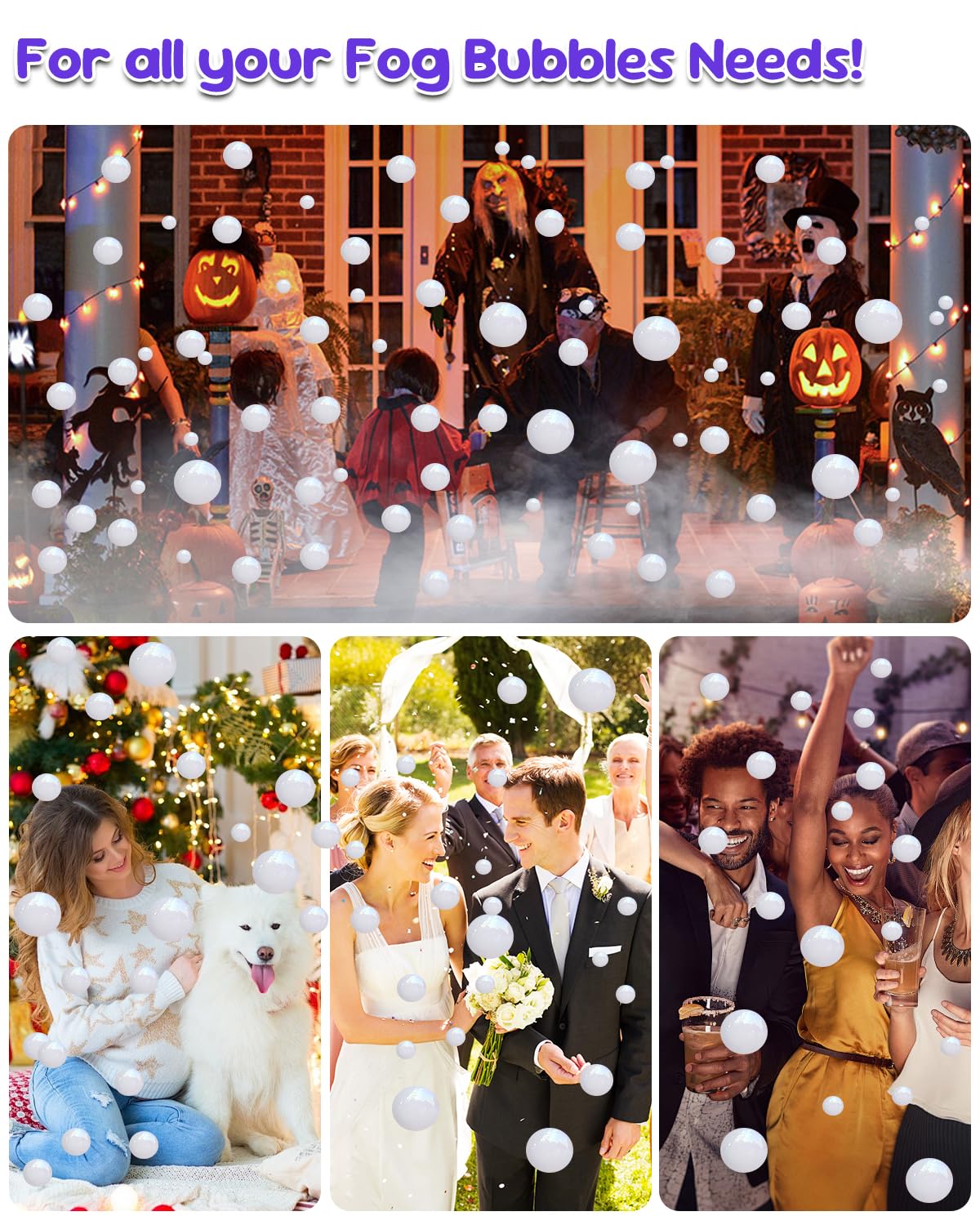 Fog Machine, 400W Fog Bubble Machine with Wireless Remote Control, 3 in 1 Smoke Bubble Machine, Bubble Fog Combo for Indoor Outdoor Events Party Wedding Birthday Halloween Christmas