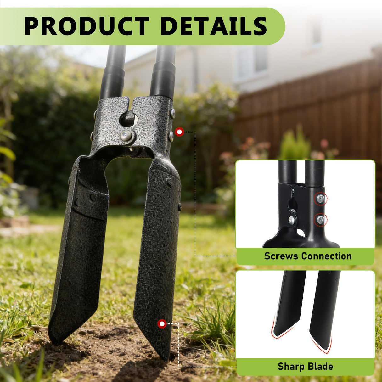 LLARGUEST Post Hole Digger,57 Inch Heavy Duty Metal Hole Digger Tool for Digging,Grey Manual Tool for Transplant, Camping,Gardening.