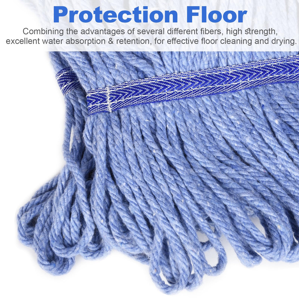 HiBaby 4 Pack Commercial Mop Head Replacement, Heavy Duty Mop Head Commercial Replacement for General and Floor Cleaning, Wet Industrial Blue Cotton Looped End String Head Refill (Blue)