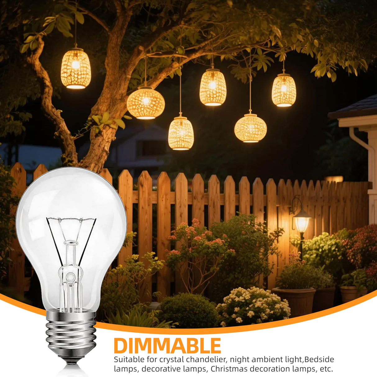 JUNFMLY Clear 60 Watt Incandescent Light Bulbs, A19 Shape, Dimmable, 2700K Soft White, E26 Base, 6 Pack