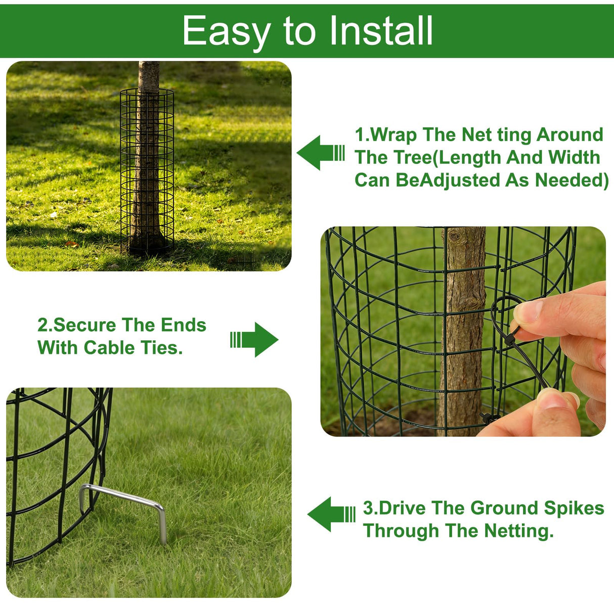 Augshy 10-Pack Tree Trunk Protectors, 17 × 13 Inch Expandable Metal Guard