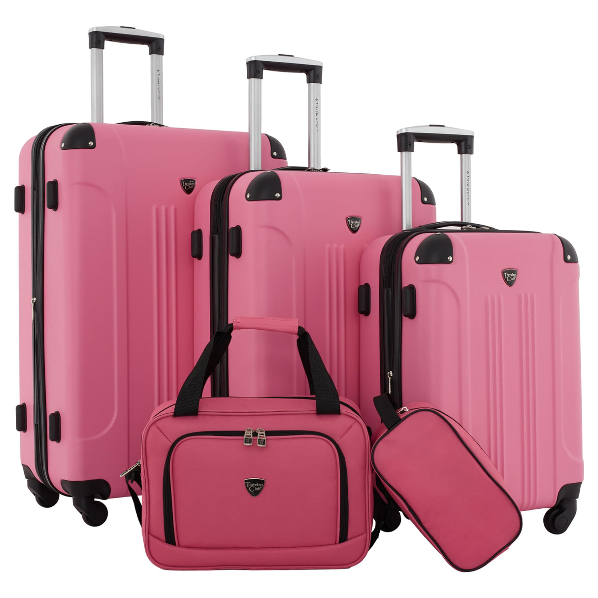 Travelers Club Chicago Hardside Expandable Spinner Luggage, Hot Pink, 5 Piece Set