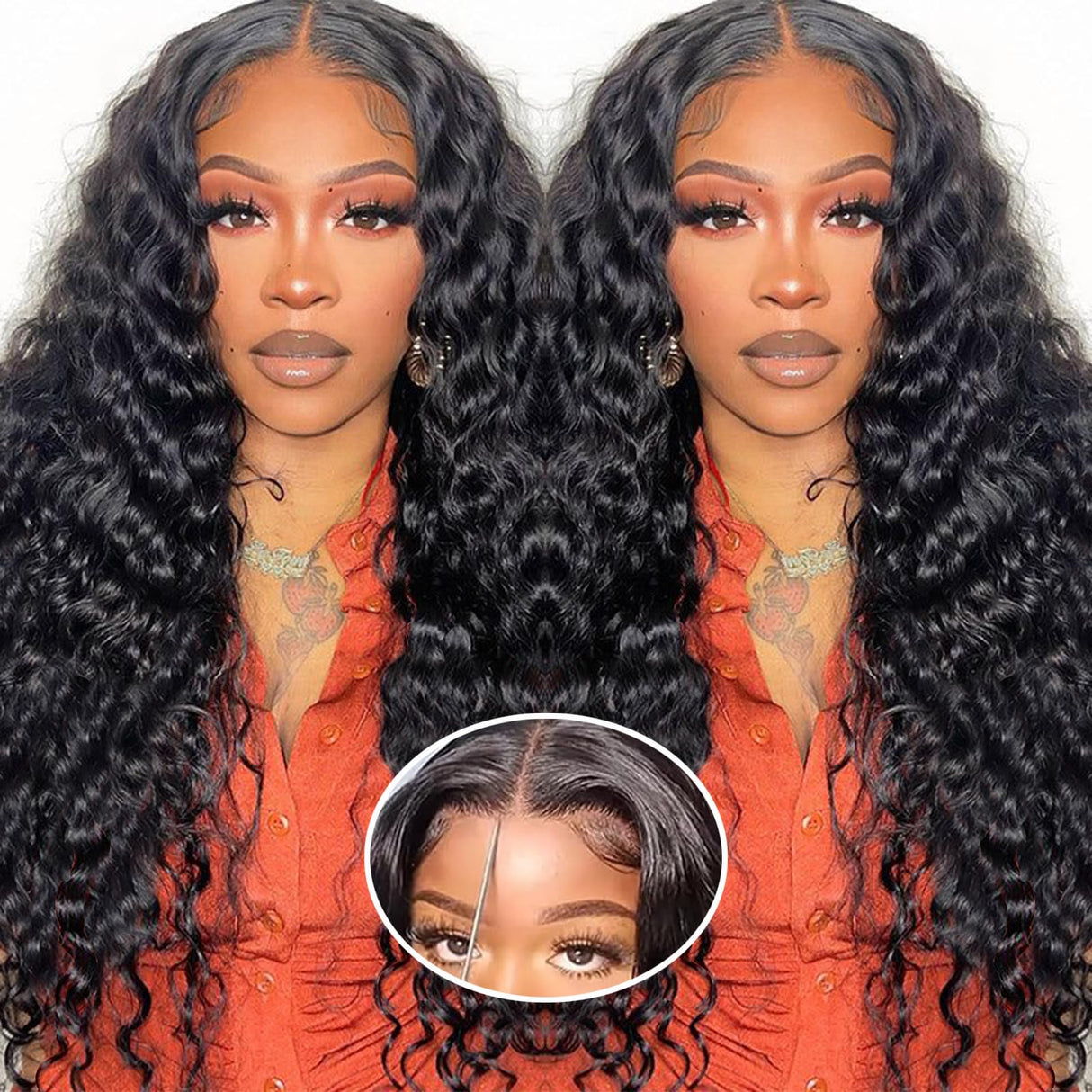 20 Inch Glueless Wigs Human Hair Pre Plucked Pre Cut 5x5 HD Lace Closure Wigs Human Hair Deep Wave Human Hair Wigs For Black Women 180% Density Brazilian Virgin Deep Wave Lace Front Human Hair Wig