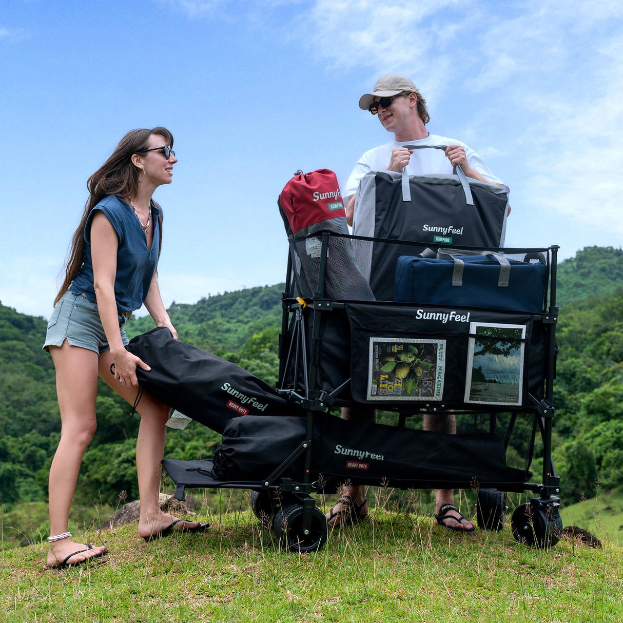 SUNNYFEEL 550L Double Decker Wagon with High Extender & Tailgate