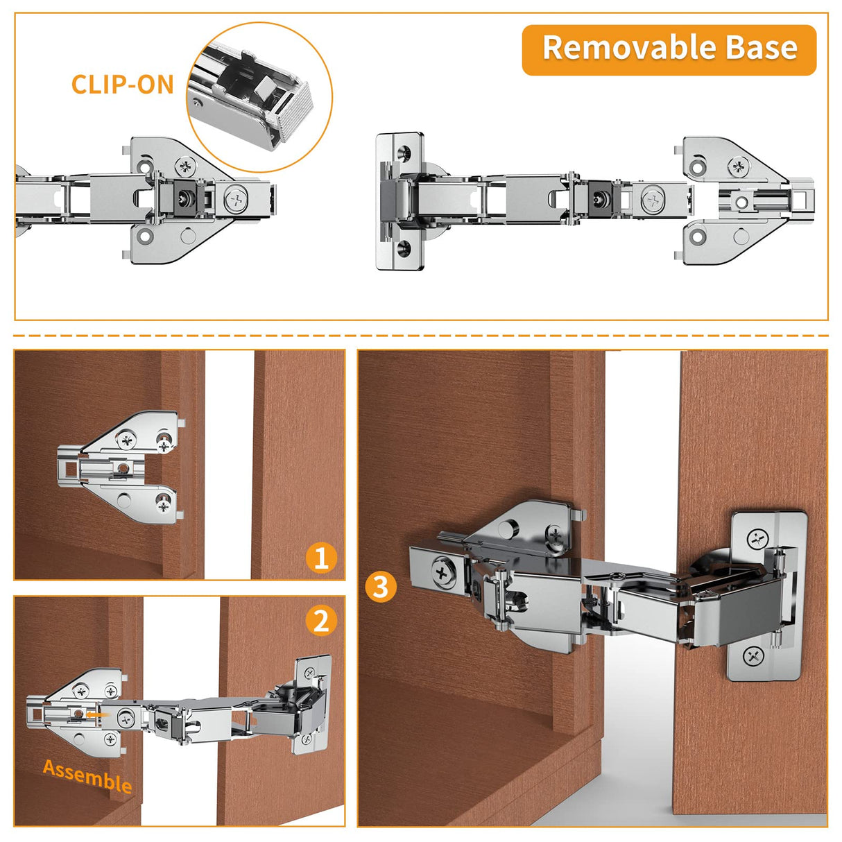 Chibery 2 Pack 165 Degree Lazy Susan Hinge, Face Frame, CLIP ON Plate for Easy Installation, Soft Close Multi-pivot Concealed hardware for Corner Kitchen Cabinet, Cupboard Folded, Folden Door, Closets