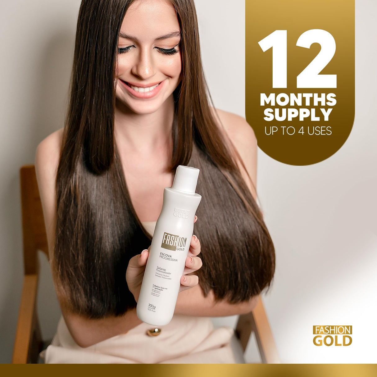 FASHION GOLD PROGRESSIVA 300g / 10.5oz | Brazilian Blowout Keratin Smoothing System | At-Home Professional Straightening Treatment | Reduces Frizz, Restores Shine, & Adds Strength | For All Hair Types