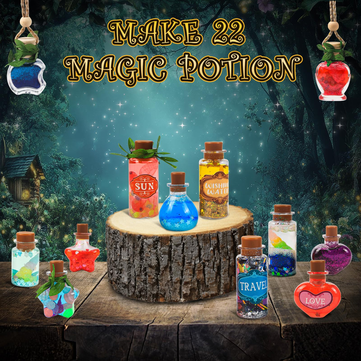 Rhybor Magic Potion Kit for Kids,Mix 22 Bottles Fairy Magic Potions,Mystery Potions Craft Kit,Christmas Halloween Decorations Birthday Gift Toys for Girl 6 7 8 9 10