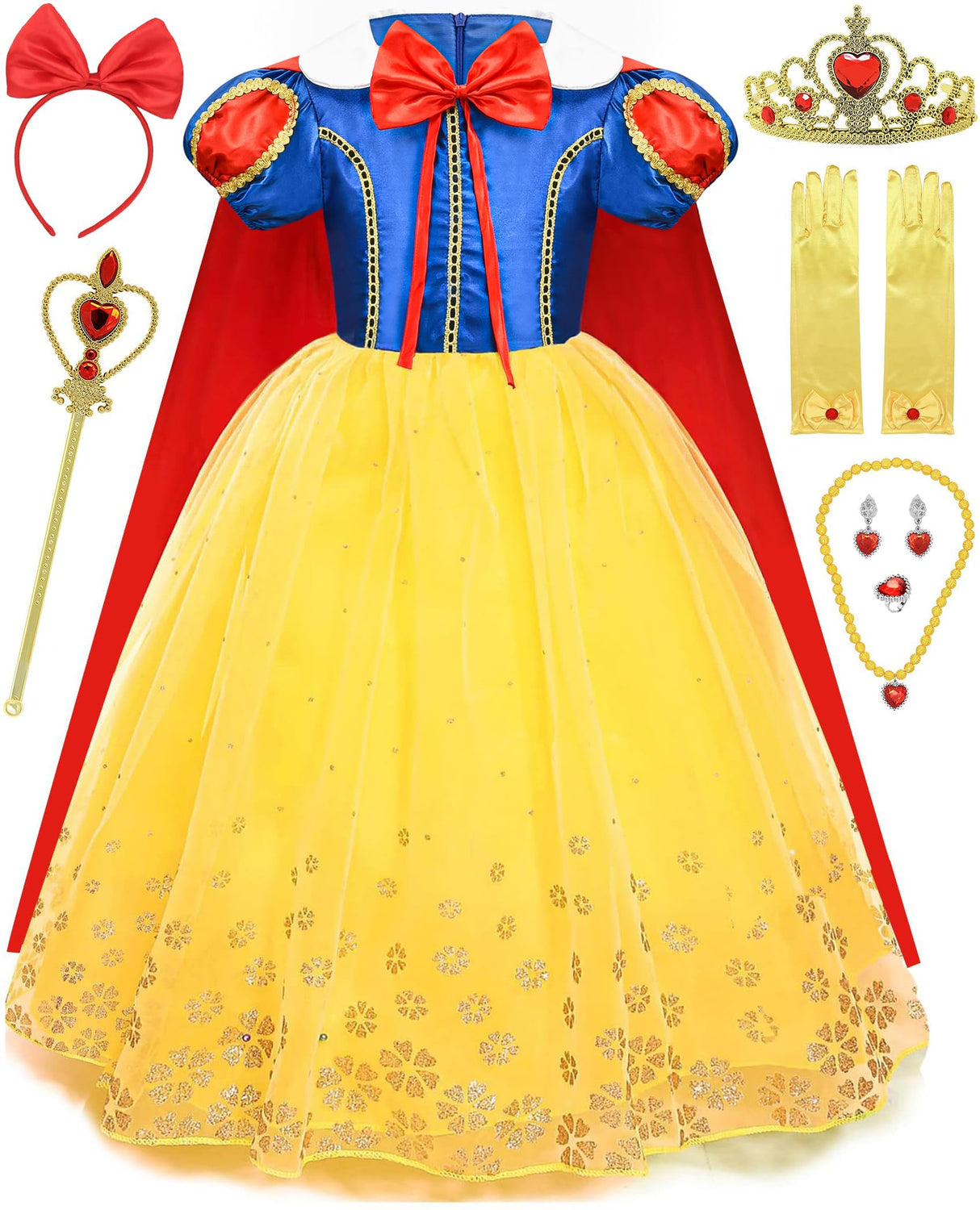 GZ-LAOPAITOU Toddler Girls Princess Dress Up Kids Princess Costume Birthday Party Christmas Dress Up with Cape