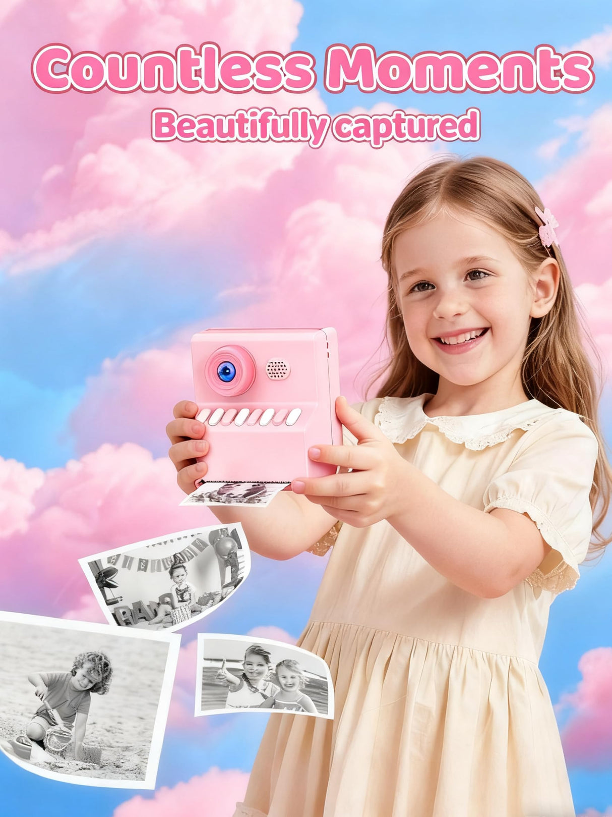 Kids Camera Instant Print Pink: HODDRCCN 32G Instant Print Camera for Kids -1080P HD - Christmas Birthday for Girls Age 3-12 - Ideal Toy for 3 4 5 6 7 8 9 10 11 12 Girls Boys