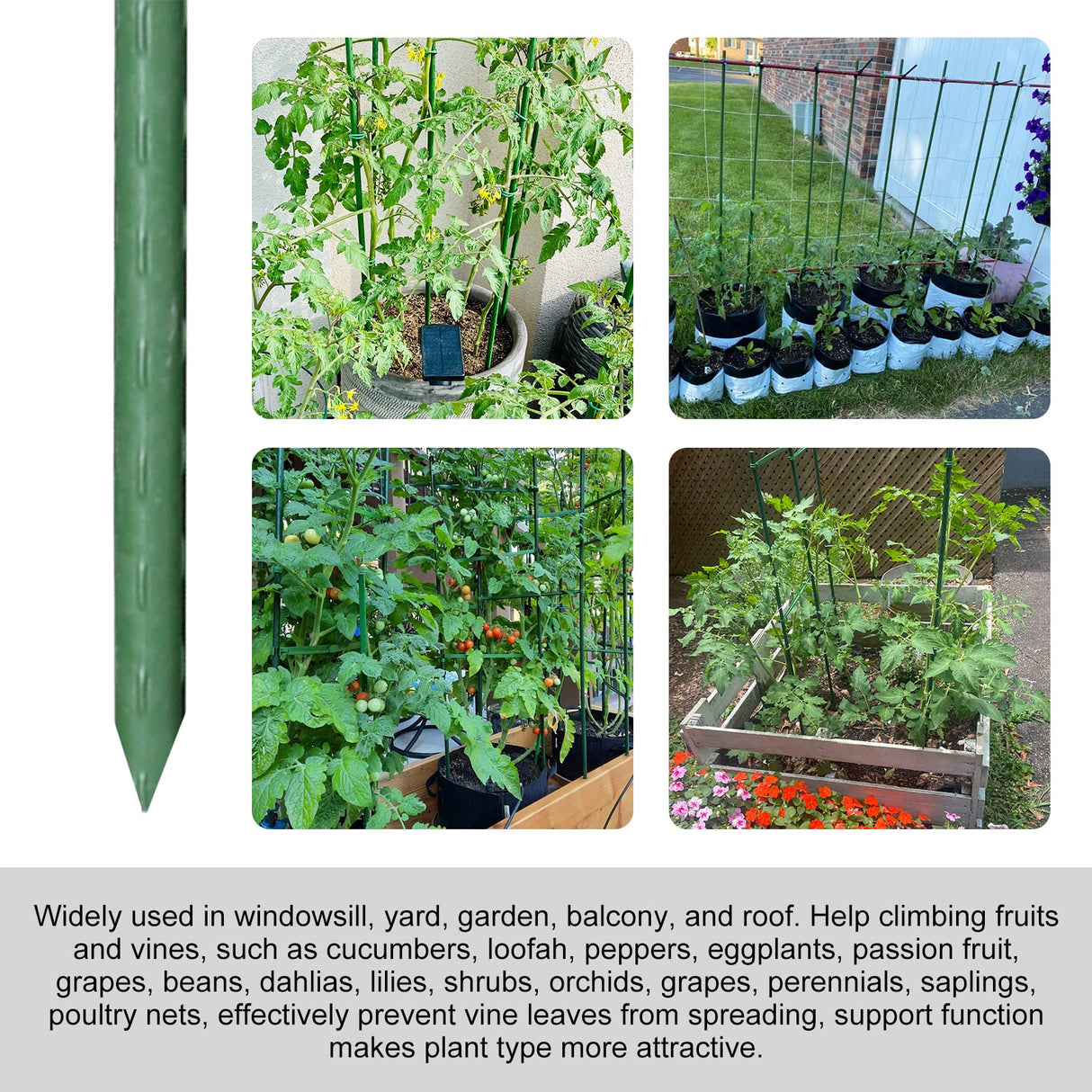 Garmeinea Garden Stakes 57 Inches Plastic Coated Steel Plant Stakes for Growing Climbing Plants, Pack of 25