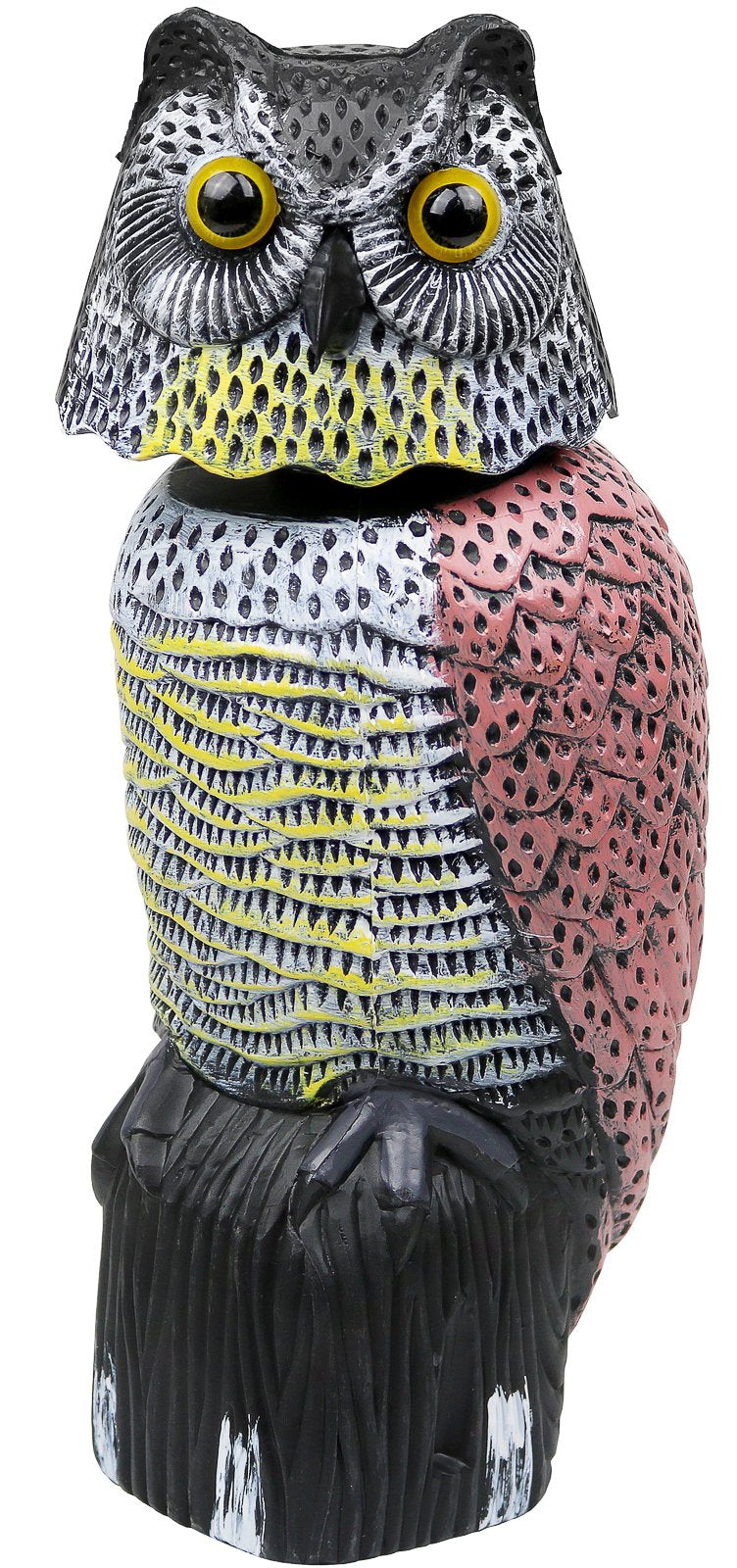 Owl Decoy to Scare Birds Away Scarecrow Fake Owl with Rotating Head, 16"