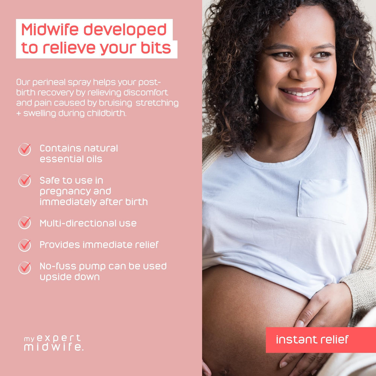 My Expert Midwife Spritz for Bits - Pregnancy & Postnatal Relief Spray – Maternity Spray for Post-Pregnancy Care - 150ml