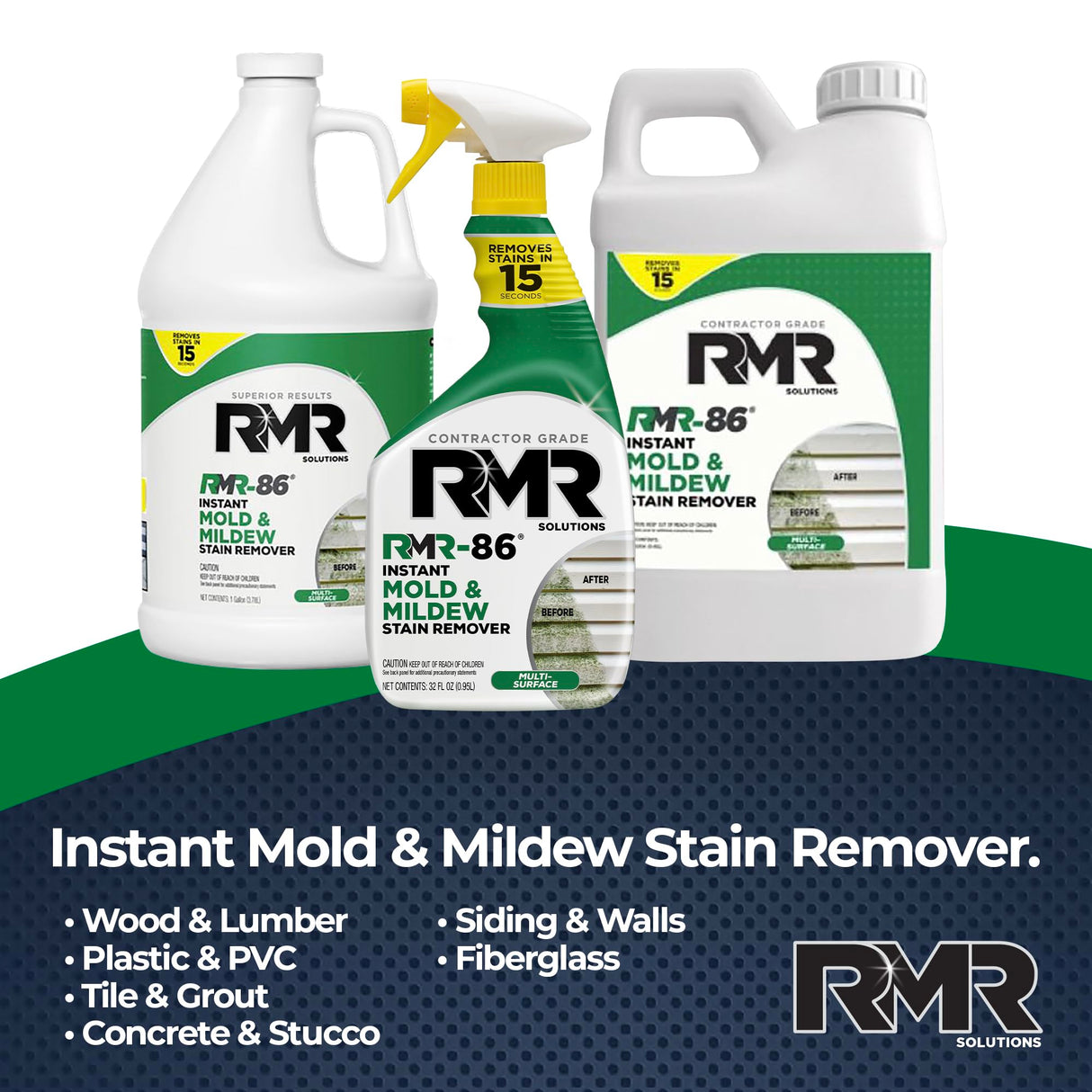 RMR-86 Instant Mold Stain and Mildew Stain Remover Spray - Scrub Free Formula, 2.5 Gallon (320 Fl Oz)