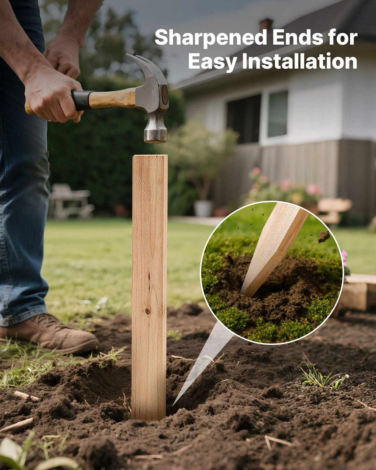 VEVOR Wooden Garden Stakes, 25 Pcs 36 x 0.5 x1.5 in Survey Grading Stakes, Garden Ground Stake with Sharp Point, Fir Wood Plant Support Stake, Sign Posts for Silt Fence Backyard Boundaries Baselines