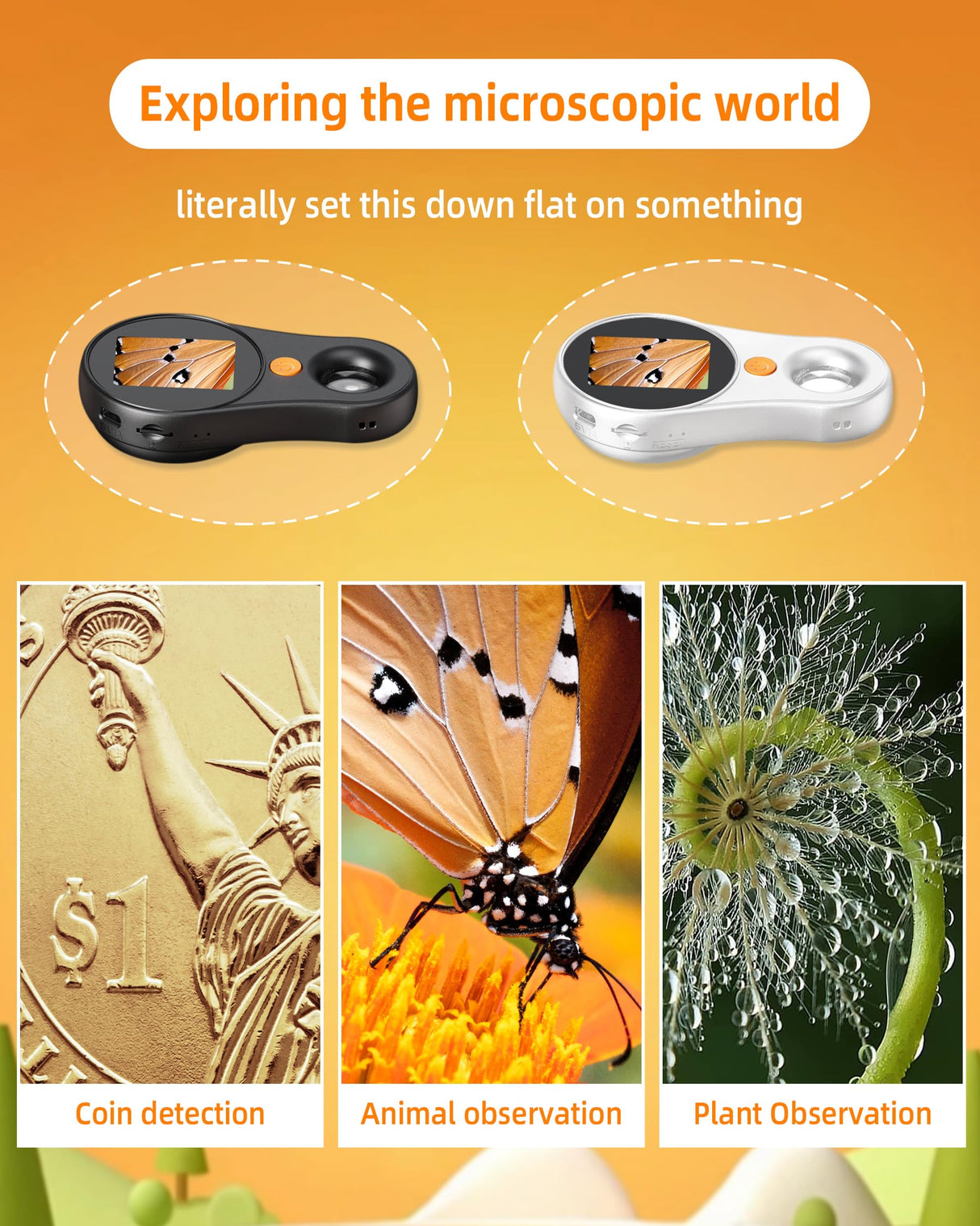 Digital Microscope Handheld 2.0 inch IPS Color Screen,Portable Digital Magnifying Glass 500x,Marco Microscope for Kids,Built-in 8LED Lights,USB Compatible with PC Windows, Mac OS